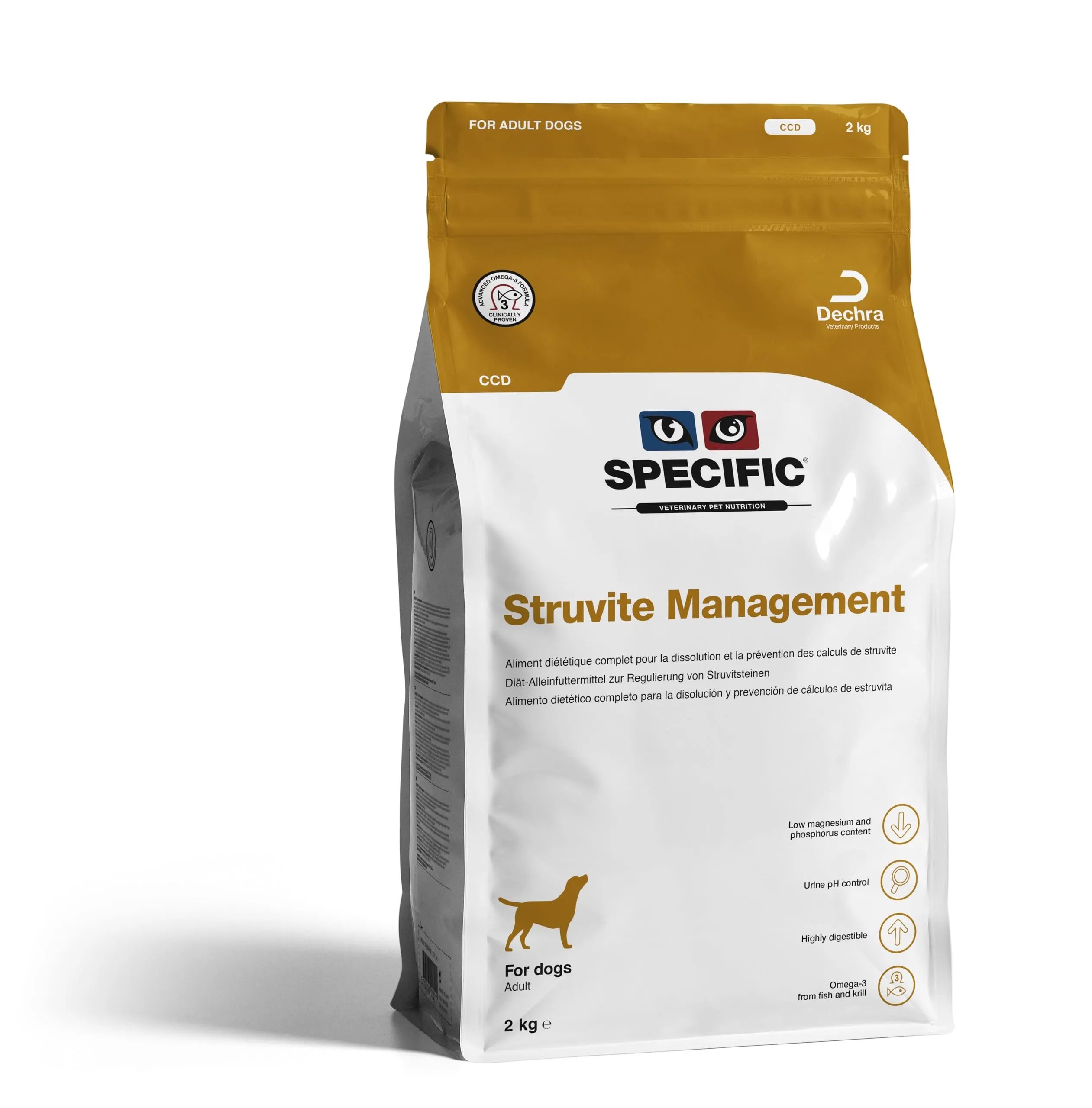 SPECIFIC® Struvite Management (CCD) 2 Kg - Cibo secco per cani adulti - Favorisce la dissoluzione dei calcoli di struvite - Ridotto contenuto di minerali - DECHRA Veterinary Products - immagine 1