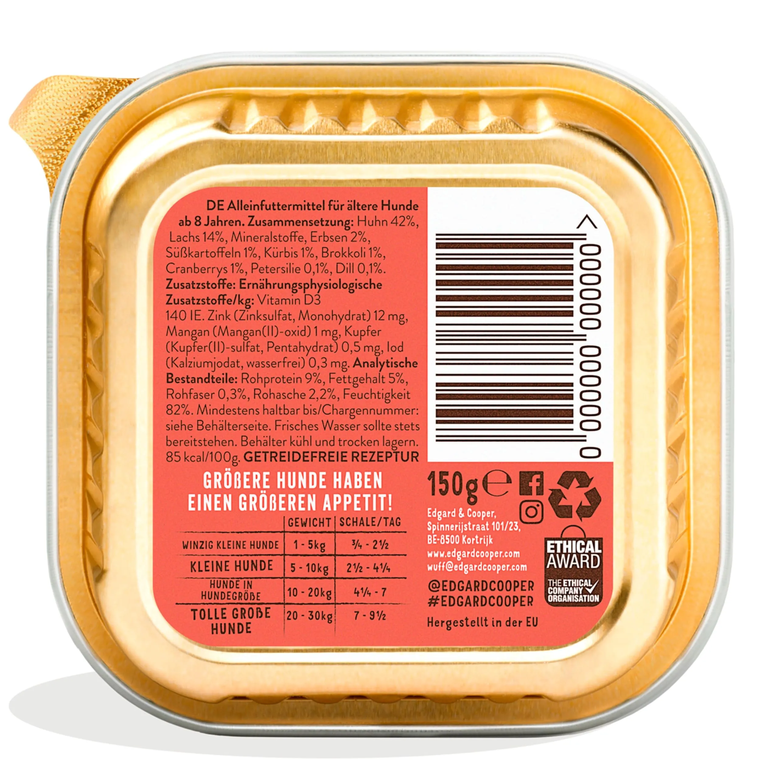 Edgard & Cooper Dose Patée Dog Senior Free Nutrizione naturale 11 x 150 g di pollo fresco e salmone, cibo sano con grande gusto ed equilibrio, proteine di alta qualità - immagine 7
