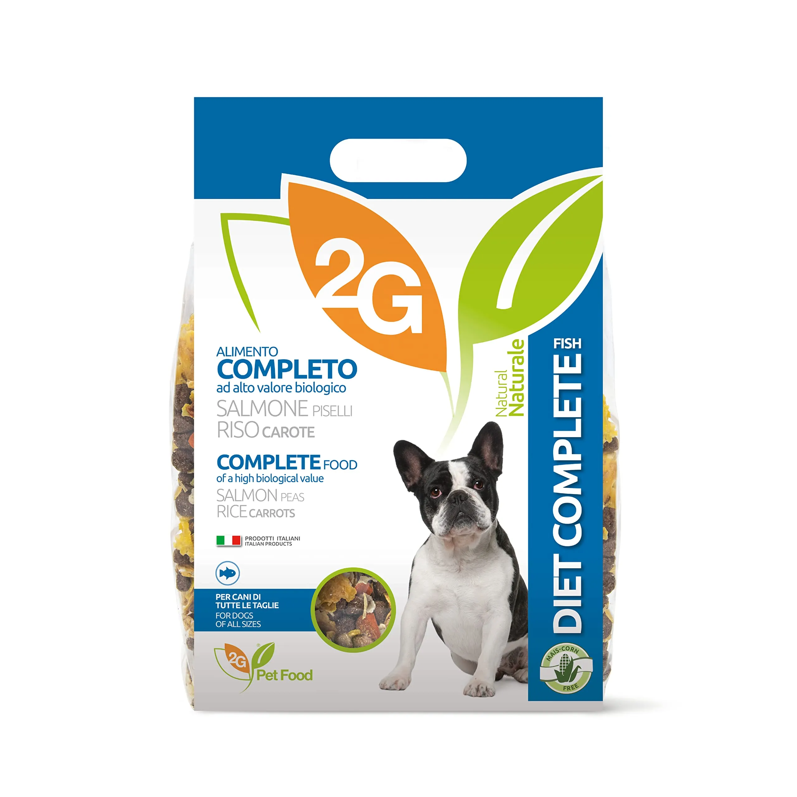 2G Pet Food Diet Complete Fish Alimento Completo per Cani con Salmone Pasto completo e bilanciato con cereali, verdure Fonte di proteine e Omega 3 Formato 2kg - immagine 1