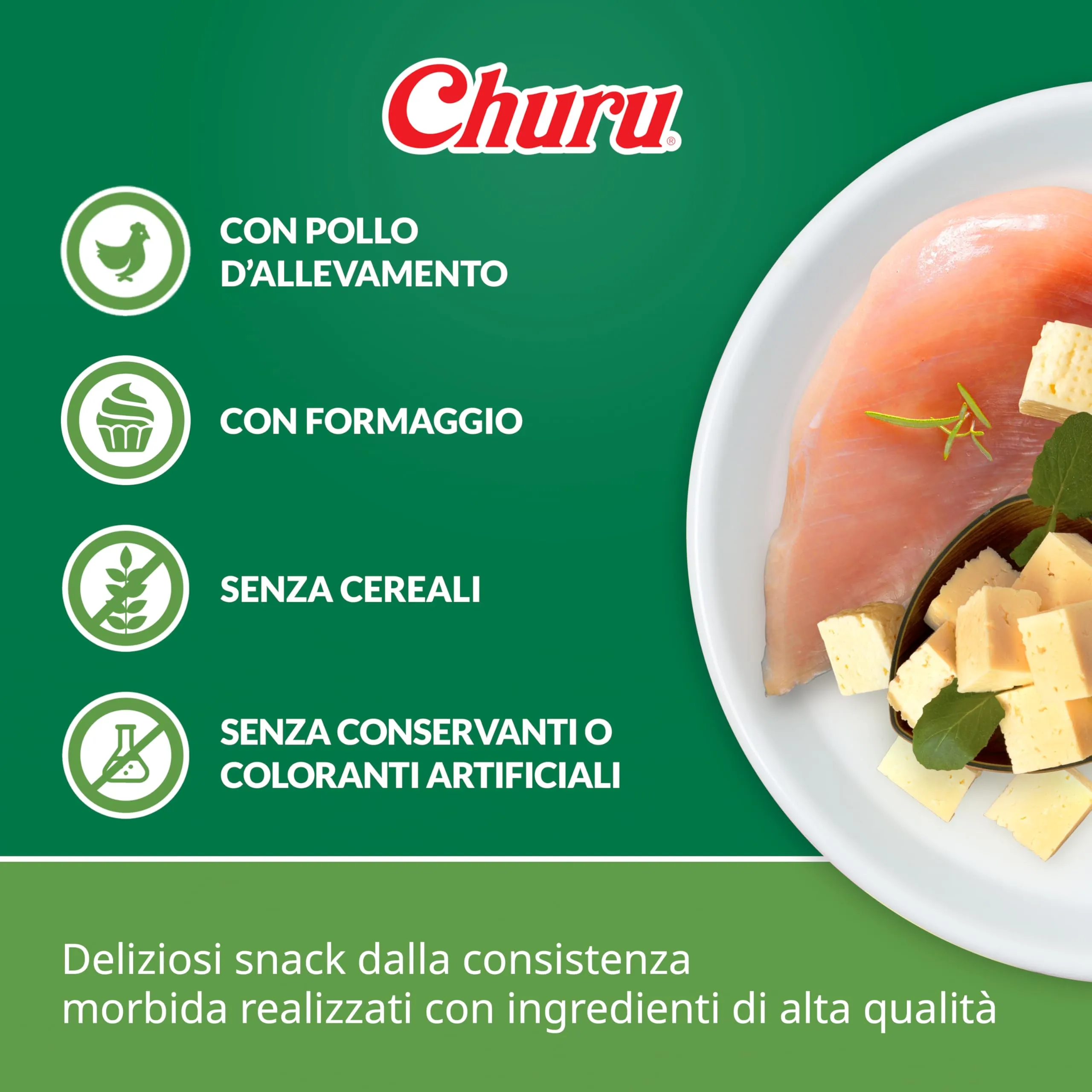 INABA Churu Snack per Cani Cremoso al Pollo e Formaggio - 1 Pack (8 Stick x 20gr) - Premietti per Cane Ipocalorici Morbidi e Deliziosi, Senza Conservanti o Coloranti Artificiali, Grain-Free - immagine 2