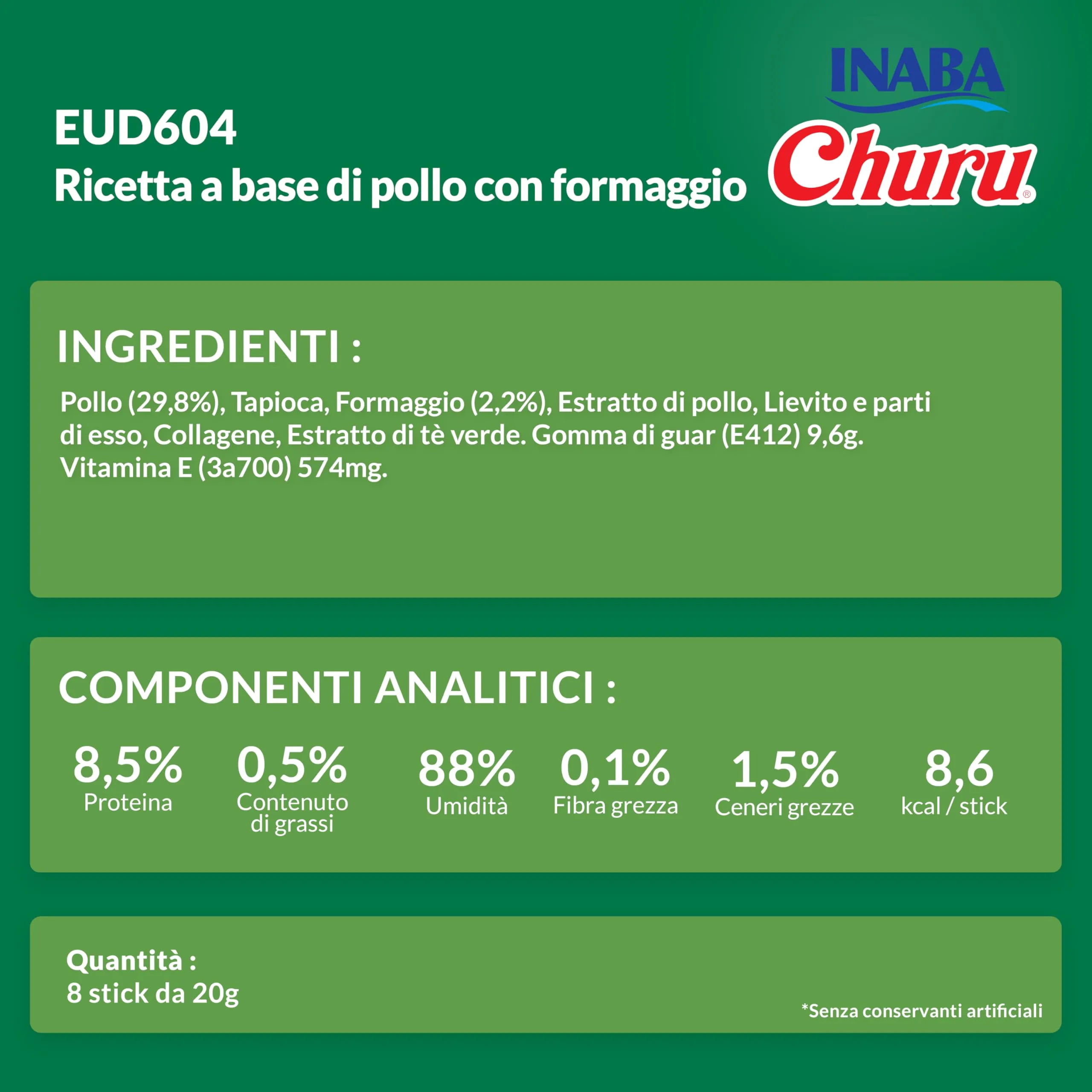 INABA Churu Snack per Cani Cremoso al Pollo e Formaggio - 1 Pack (8 Stick x 20gr) - Premietti per Cane Ipocalorici Morbidi e Deliziosi, Senza Conservanti o Coloranti Artificiali, Grain-Free - immagine 7