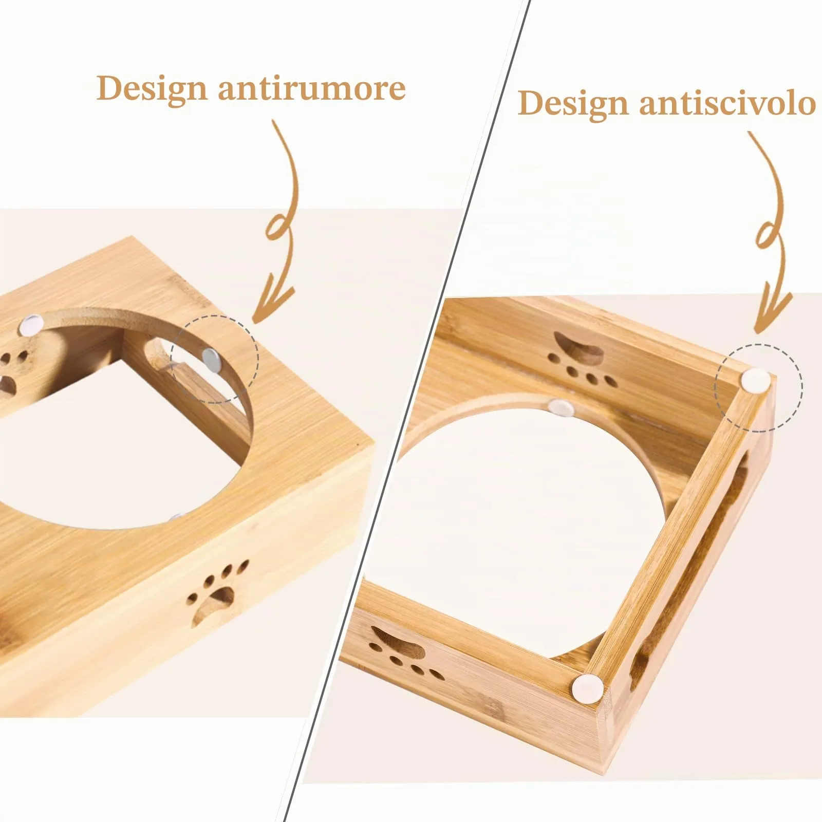 CGFN Ciotole Personalizzate per Cani e Gatti con Nome, Stazione di Alimentazione con Base in Bambù - Testo Personalizzabile (3 Ciotole) - immagine 4