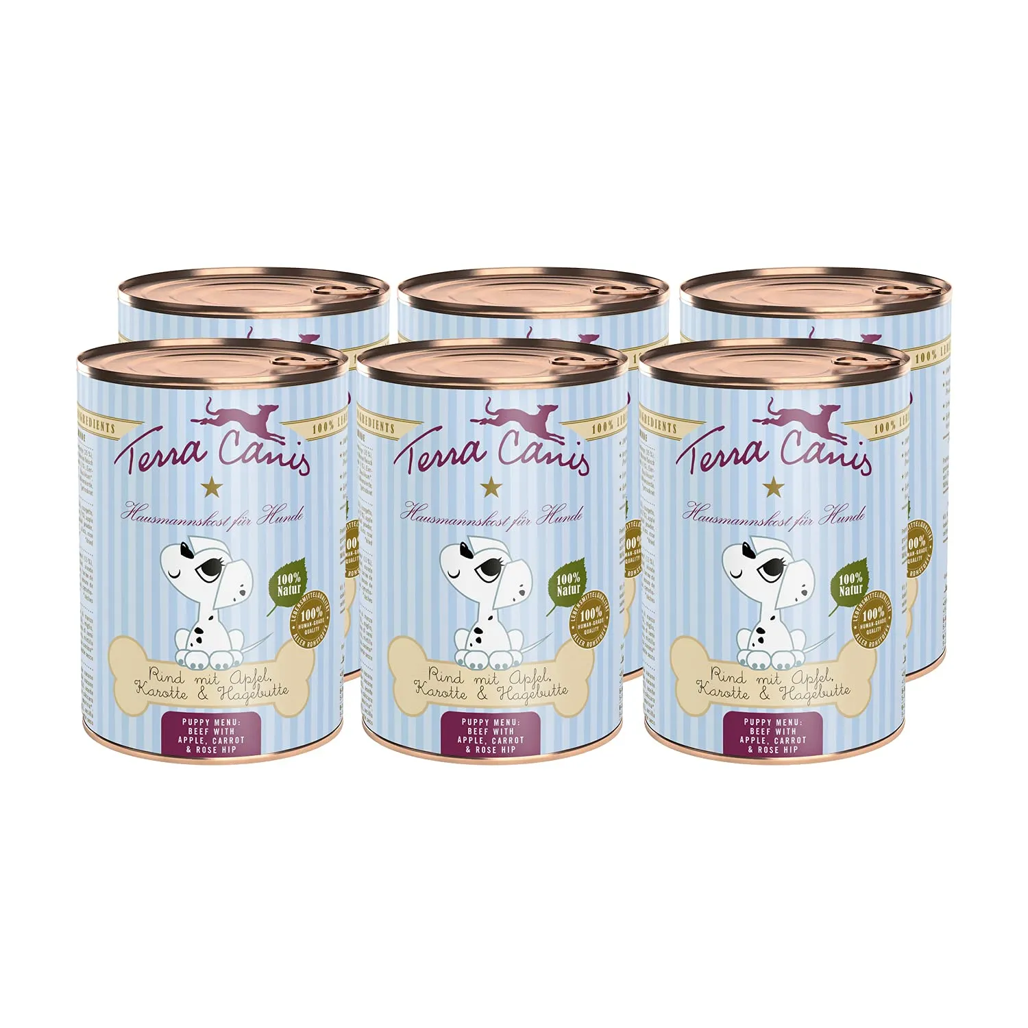 Terra Canis Manzo con mela e rosa canina, cibo Puppy per cani, 6x400g - immagine 1