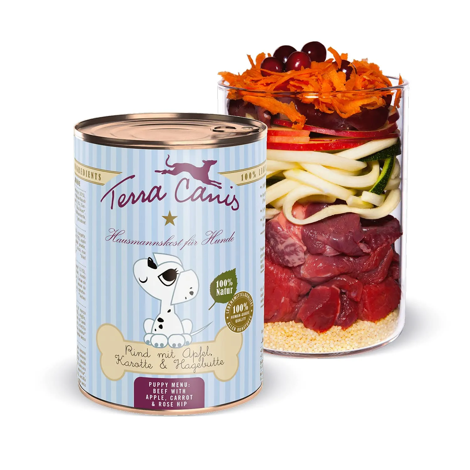 Terra Canis Manzo con mela & rosa canina, cibo umido Puppy per cani, 400g - immagine 1