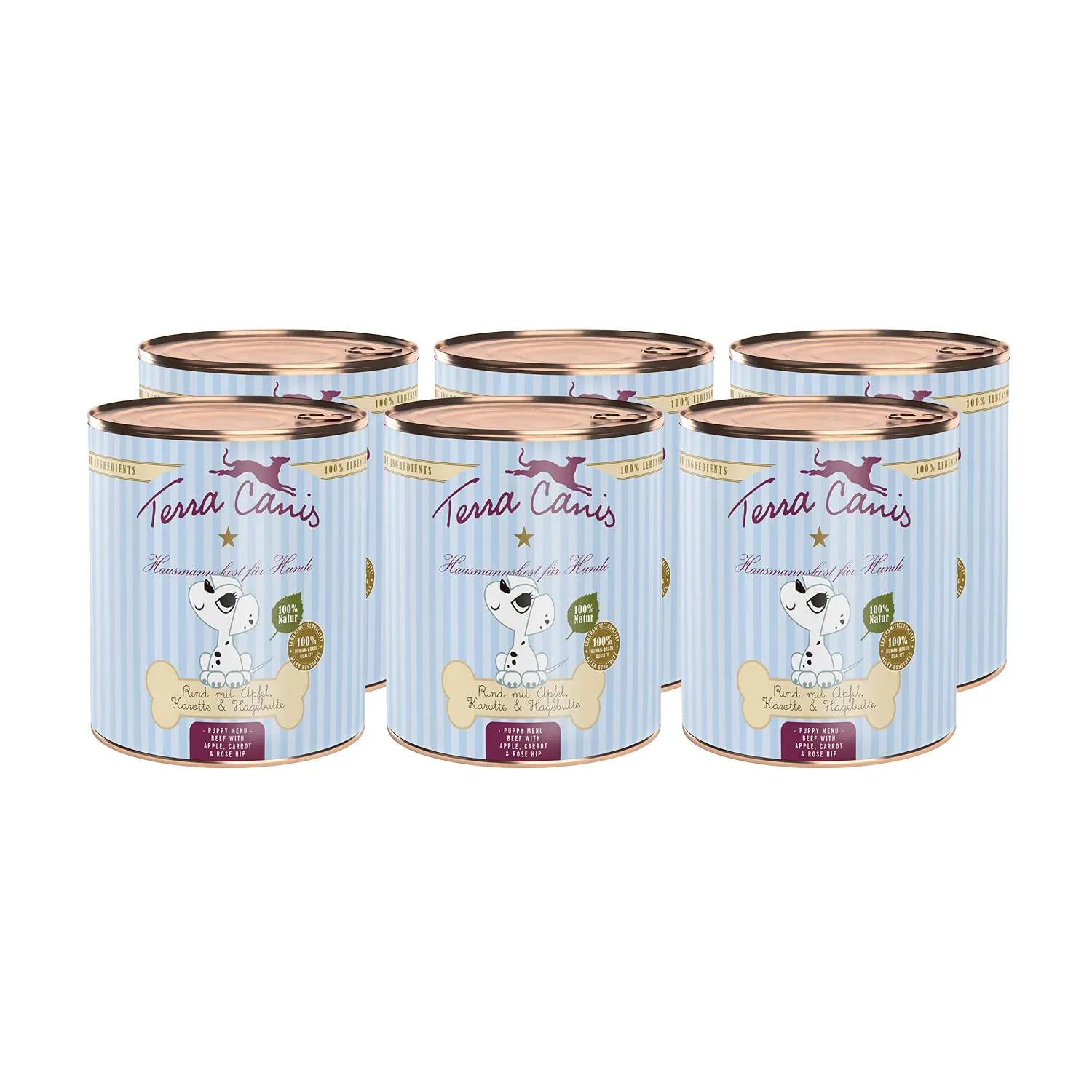 Terra Canis Manzo con mela e rosa canina, cibo Puppy per cani, 6x800g - immagine 1