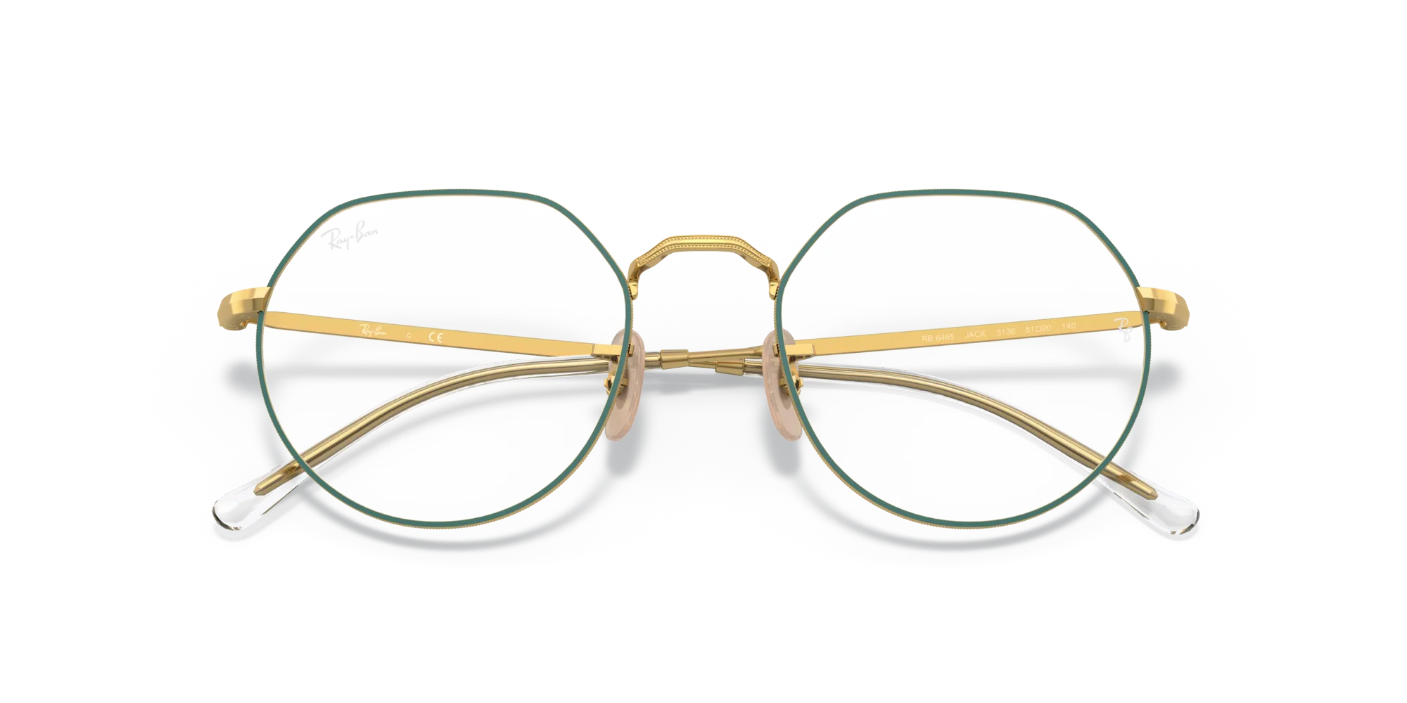 Ray - Ban RX6465 JACK 3136 Montature da vista Metallo Verde Trasparente Geometrica Normale - immagine 2