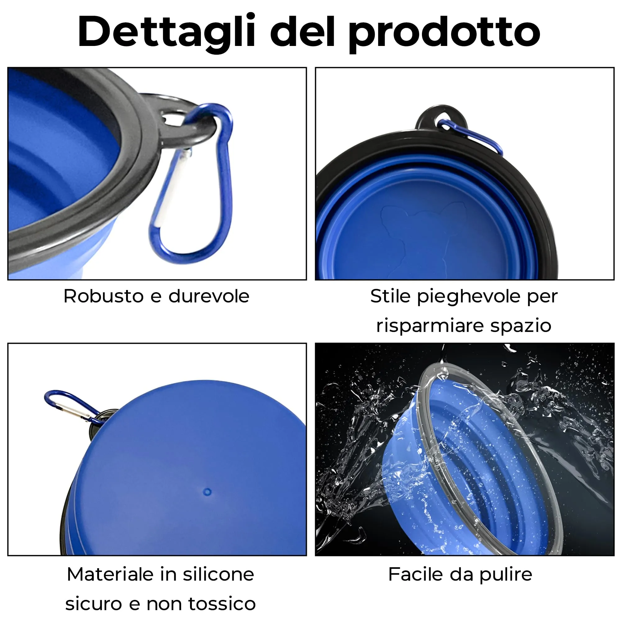 IBERROAD| 2 Ciotole Pieghevoli per Cani di medi e grandi | Ciotola Pieghevole per Cane | ciotole per cani da viaggio | Ciotola Cane Portatile capacita 900 ml | ciotole per cani portatile - immagine 3
