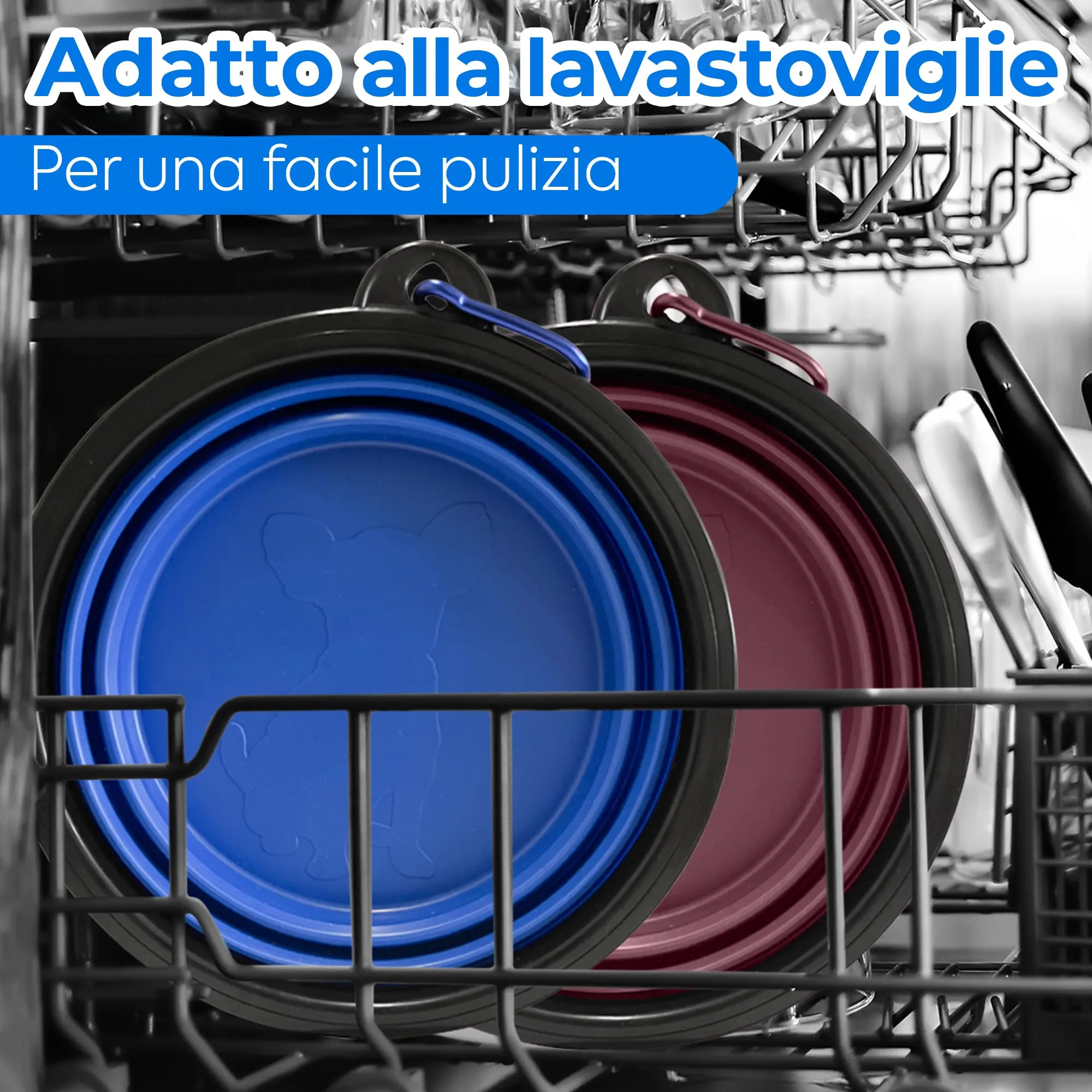 IBERROAD| 2 Ciotole Pieghevoli per Cani di medi e grandi | Ciotola Pieghevole per Cane | ciotole per cani da viaggio | Ciotola Cane Portatile capacita 900 ml | ciotole per cani portatile - immagine 5
