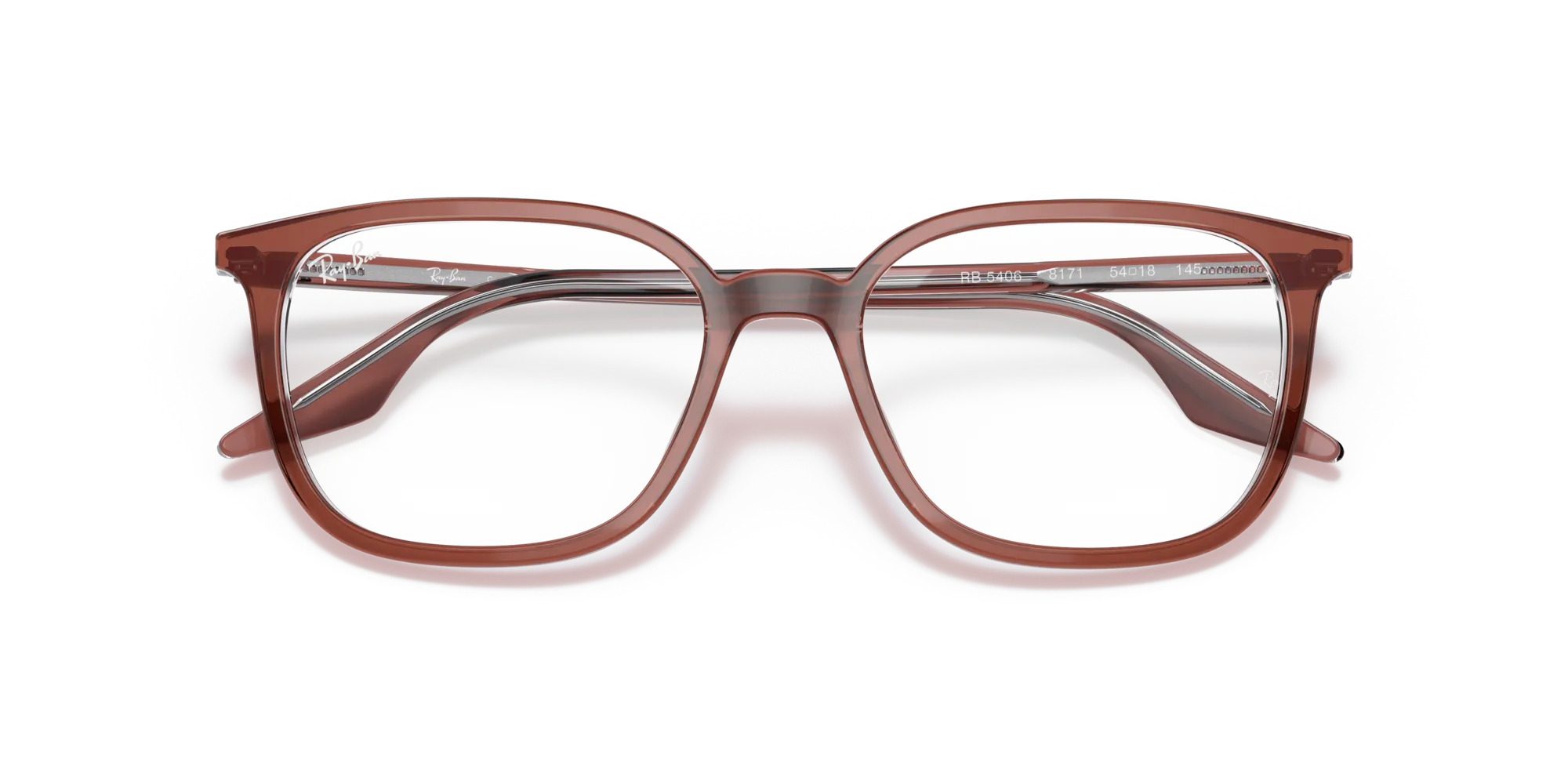 Ray - Ban RX5406 8171 Montature da vista Acetato Marrone Trasparente Squadrata Normale - immagine 2