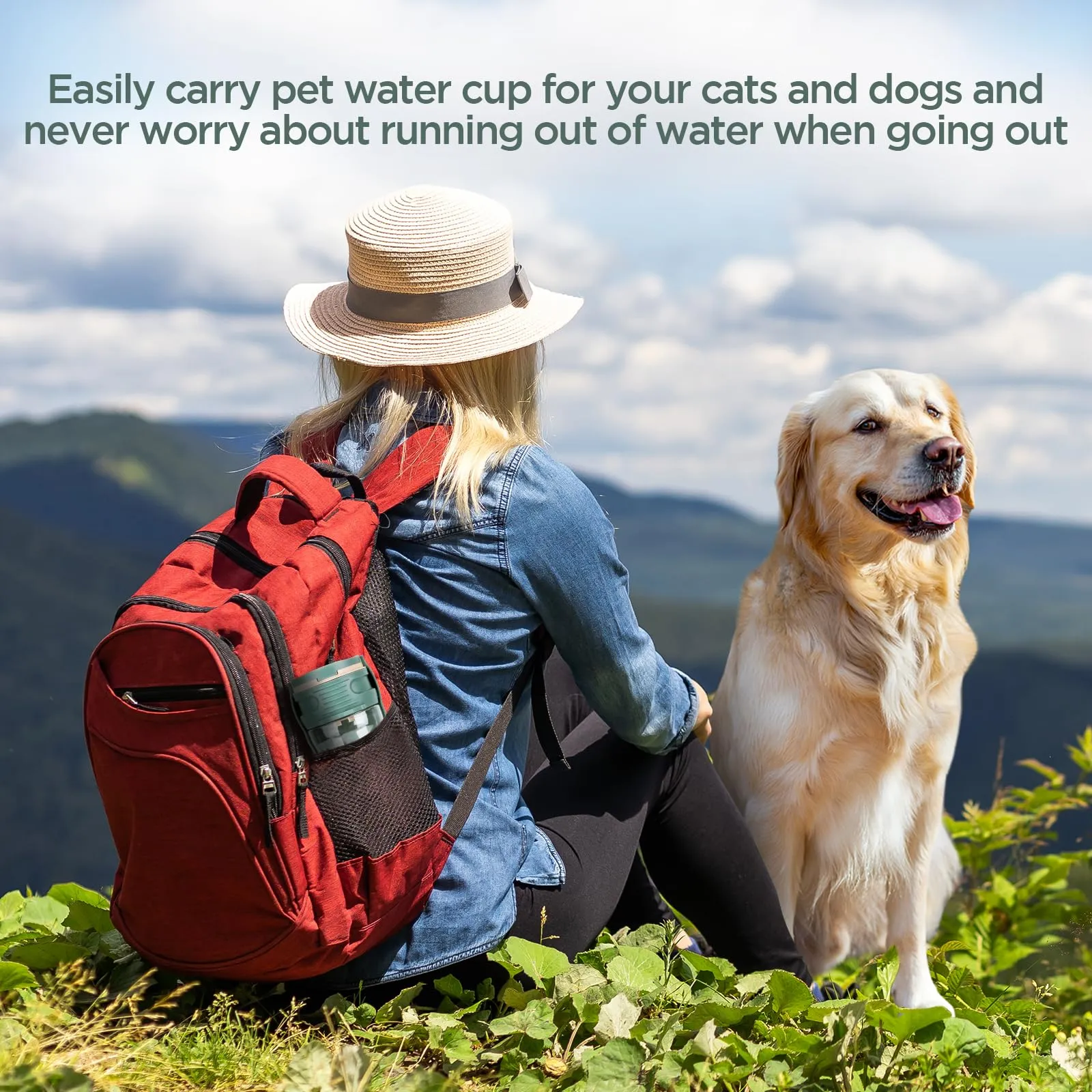 AiQInu 520ML Borraccia per Cani Portatile, 180° Ripiegabile Borraccia Cane, Antigoccia Dispenser Acqua Cani con Filtro a Carboni Attivi, Bottiglia Cani per Il Campeggio Quotidiano a Piedi, Verde - immagine 6