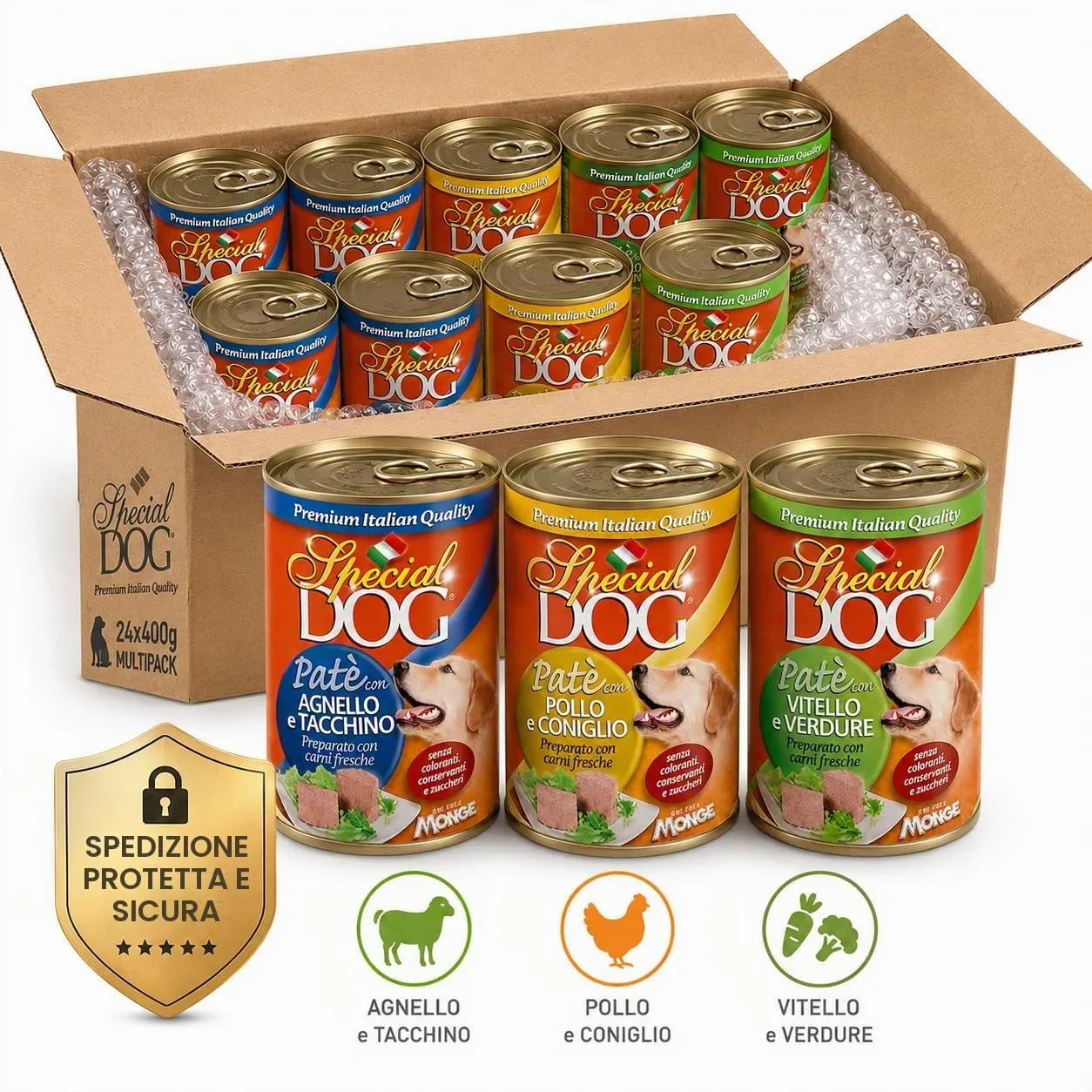 MONGE SPECIAL DOG PATÉ DA 400 GR. CANE ADULTO - CIBO PER CANI - (Gusto, 8X) - immagine 3
