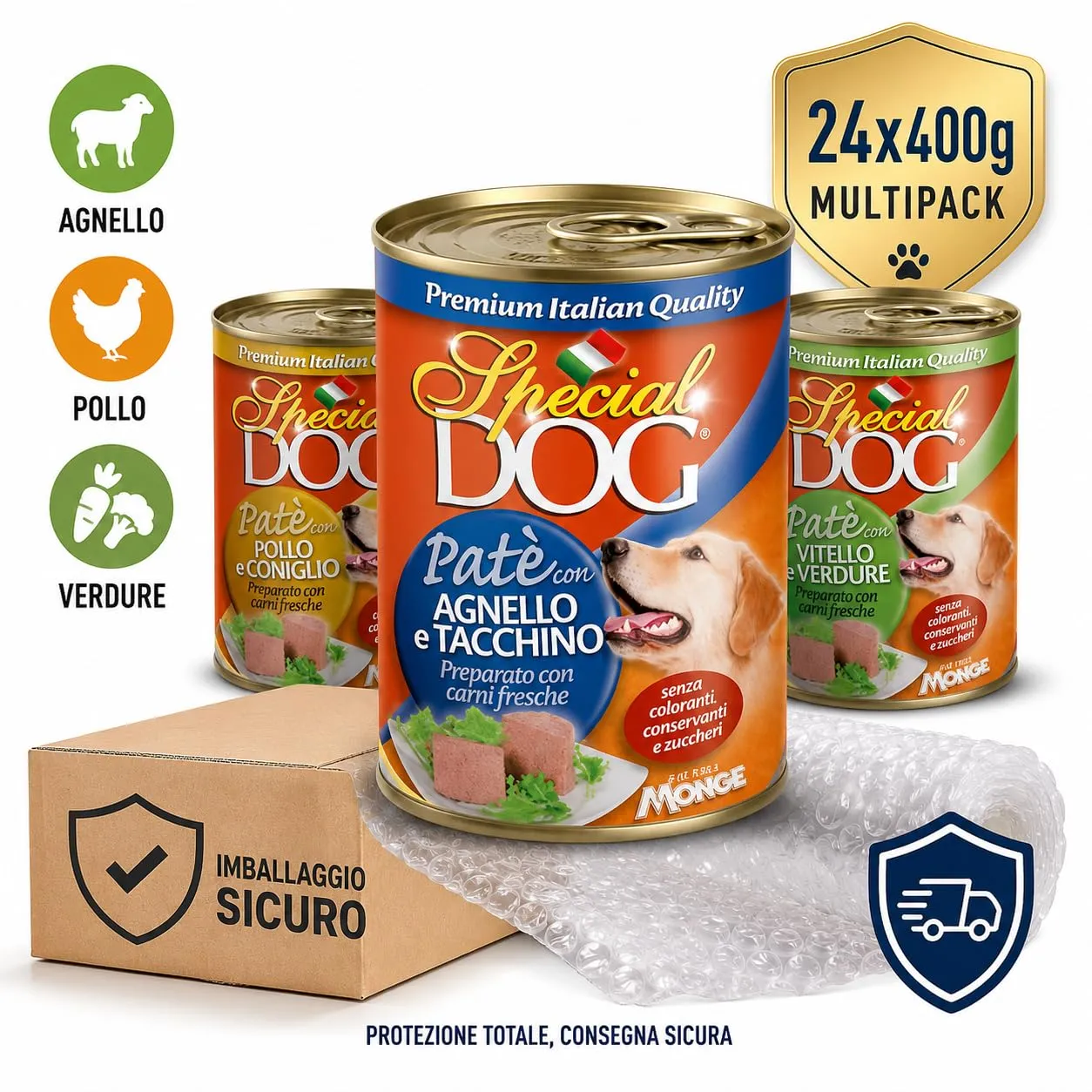 MONGE SPECIAL DOG PATÉ DA 400 GR. CANE ADULTO - CIBO PER CANI - (Gusto, 8X) - immagine 4