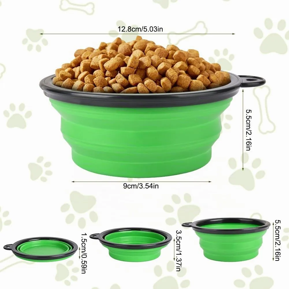 Adiwo 2 pezzi ciotola pieghevole per cani, ciotola portatile per cibo e acqua per animali domestici con moschettone, mangiatoia per gatti, cani e animali domestici, per viaggi o escursioni - immagine 2