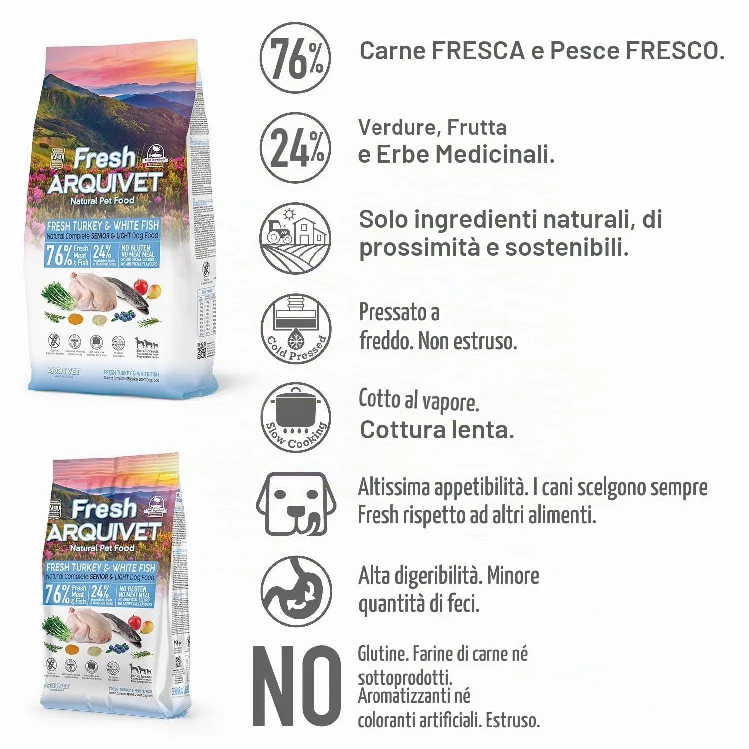 Arquivet Fresh Senior & Light Tacchino e Pesce bianco 10Kg - Alimentazione semi-umida - immagine 3