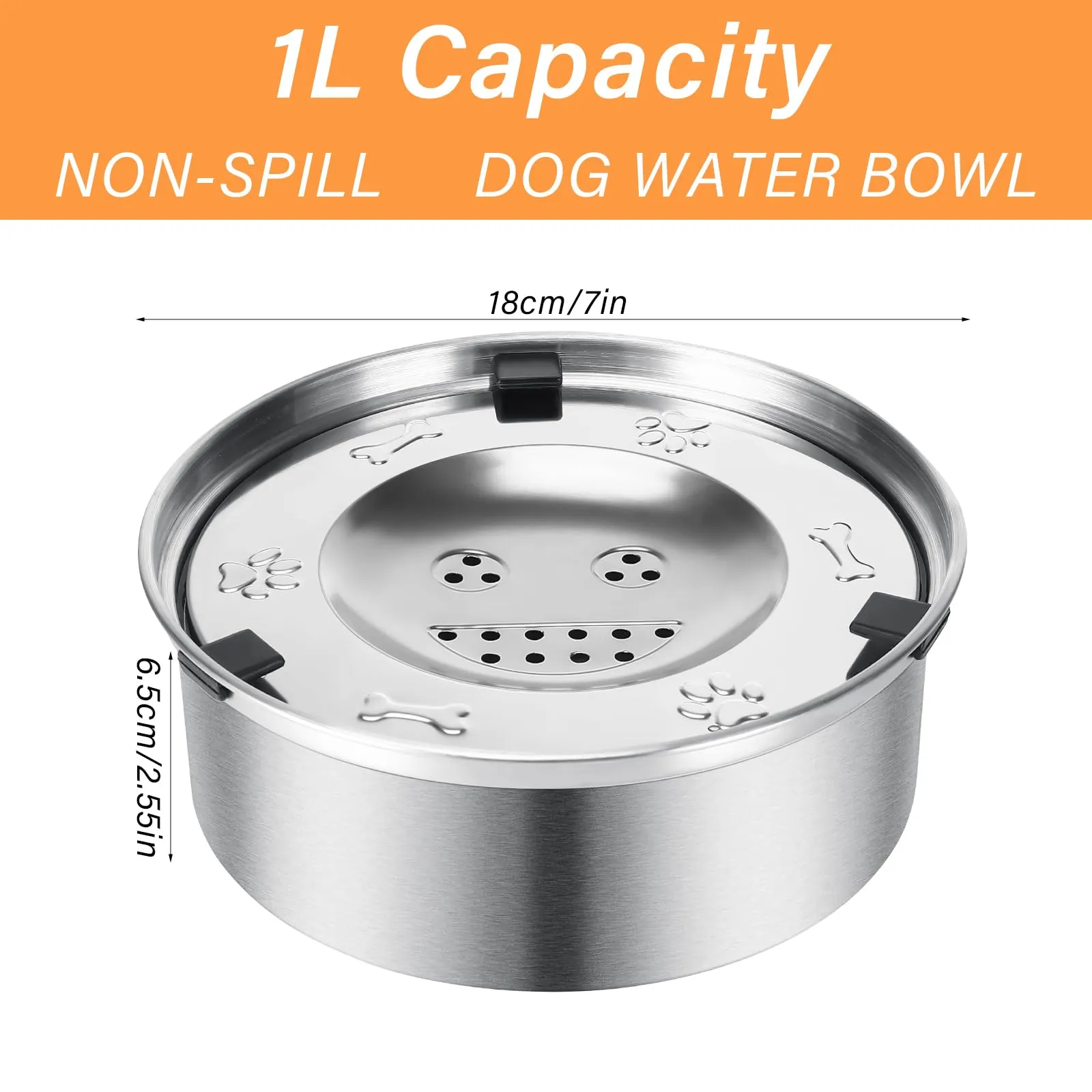Luziyun Ciotola Acqua Cane Antigoccia in Acciaio Inox Galleggiante 1L - immagine 2