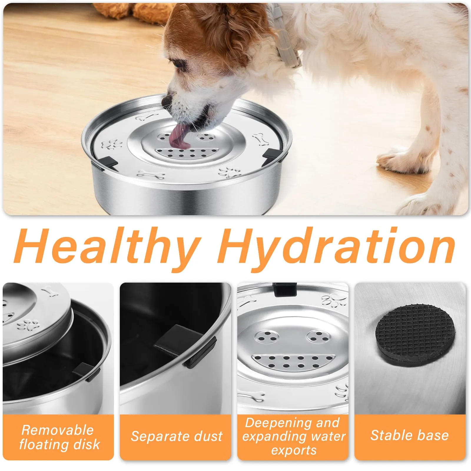 Luziyun Ciotola Acqua Cane Antigoccia in Acciaio Inox Galleggiante 1L - immagine 4
