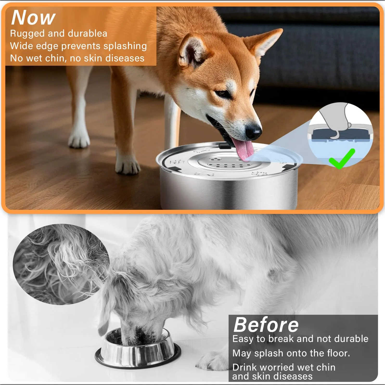 Luziyun Ciotola Acqua Cane Antigoccia in Acciaio Inox Galleggiante 1L - immagine 6