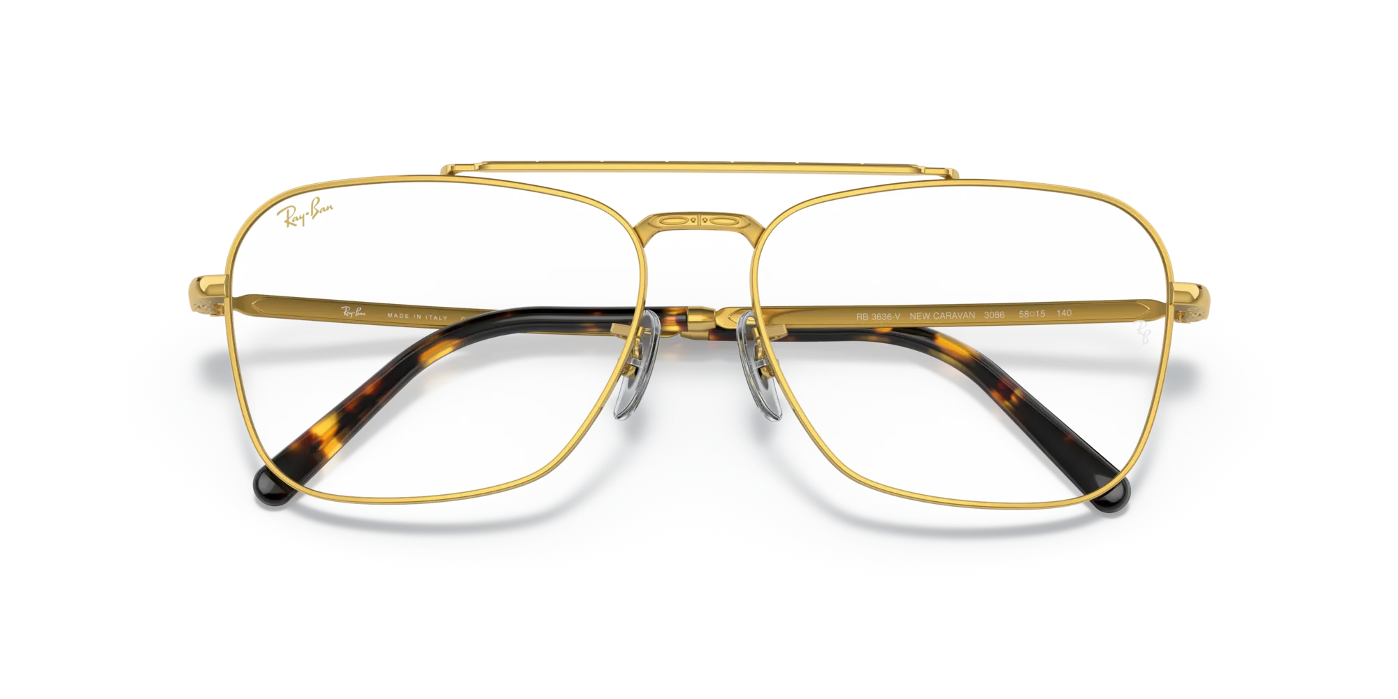 Ray - Ban RX3636V NEW CARAVAN 3086 Montature da vista Metallo Oro Trasparente Squadrata Normale - immagine 2