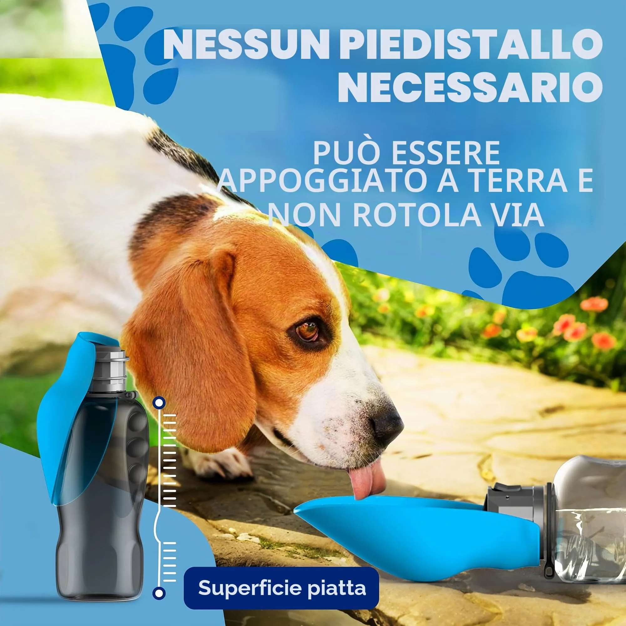 Paws Elegance Prova di Perdite Borraccia Cane Portatile da 800 ml per il Viaggio | Incluso Contenitore per il Cibo e Spazzolino da Denti | Premium Beverino per Cani - immagine 6