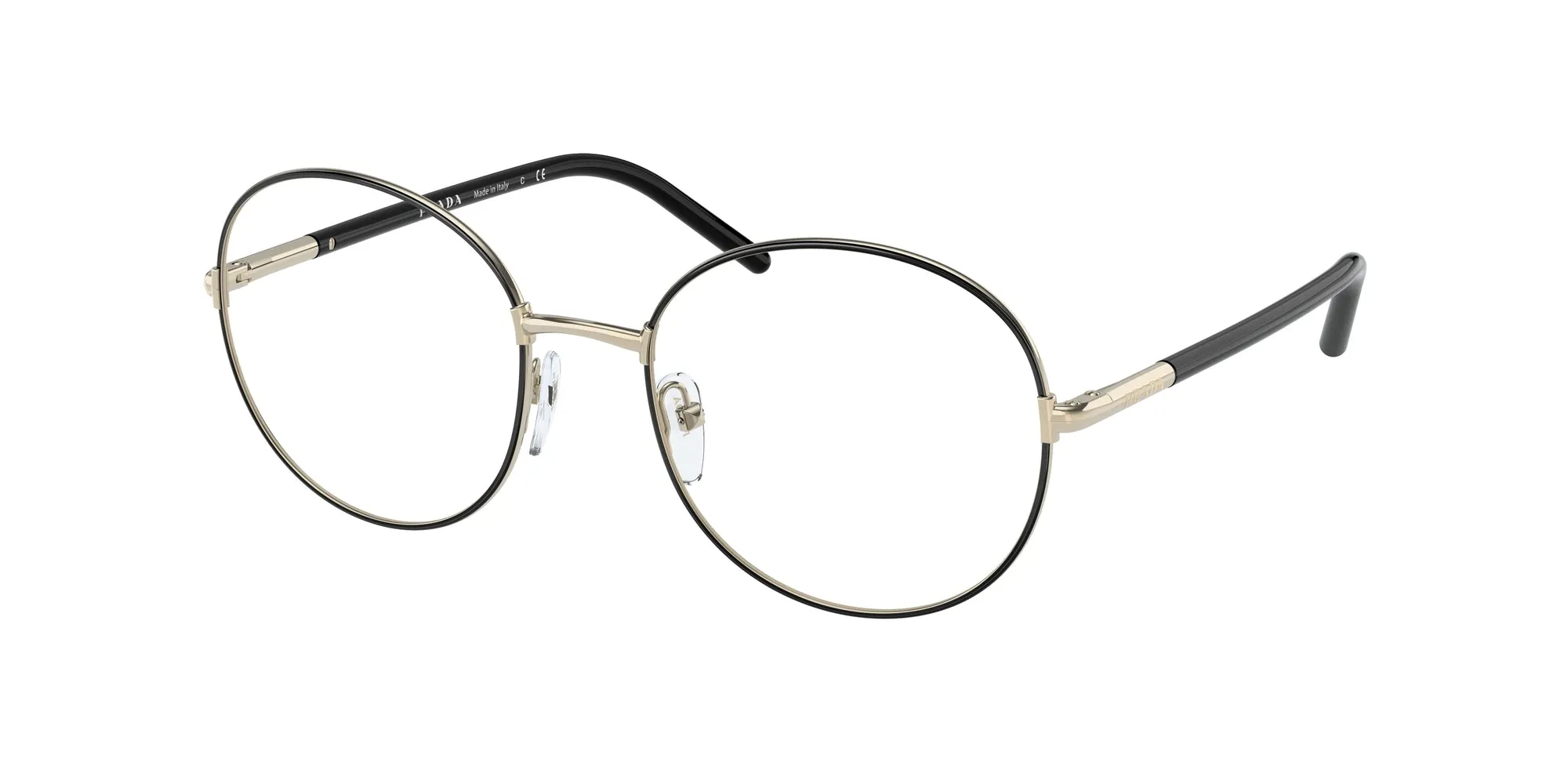 Prada PR 55WV AAV1O1 Montature da vista Metallo Oro / Nero Rotonda - immagine 1