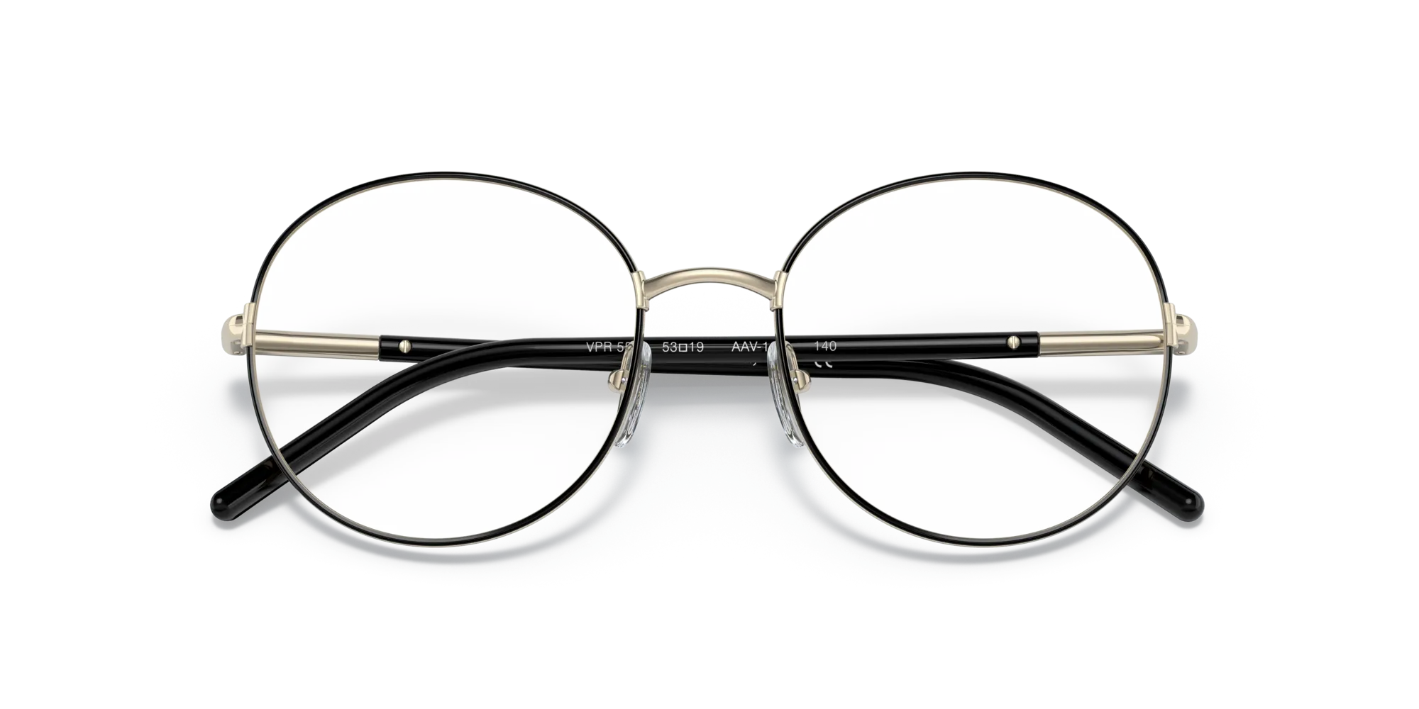 Prada PR 55WV AAV1O1 Montature da vista Metallo Oro / Nero Rotonda - immagine 2