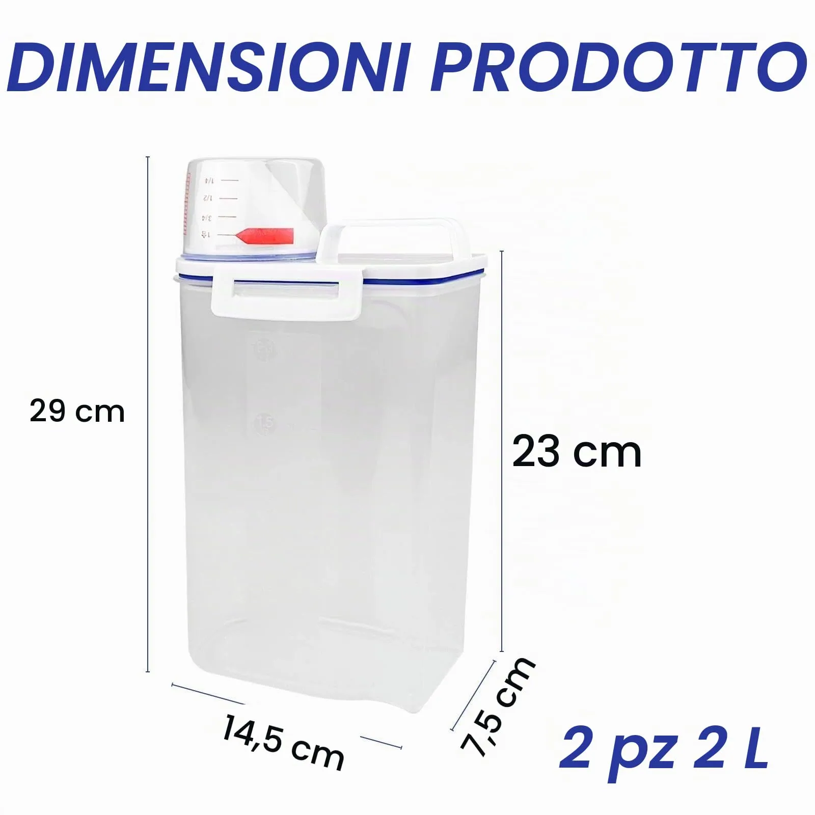 Chiluxendo 2Pcs Contenitore Ermetico Cane, Contenitori Alimentari per Cani Gatti Cibo, Porta Crocchette Gatto Con Misurino, Scatola per Conservazione Alimenti, per Cereali Cibo Secco Riso e Farina - immagine 2