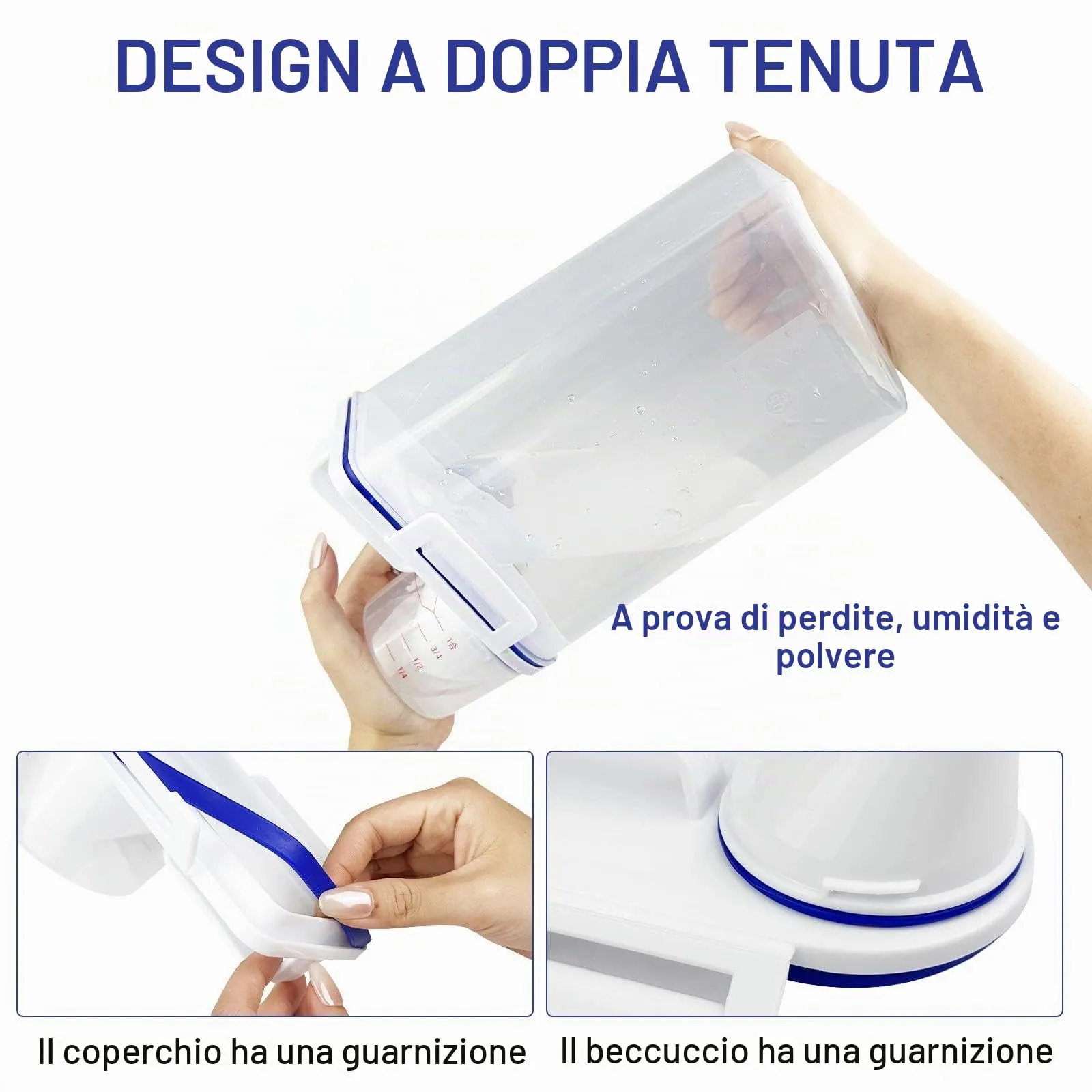 Chiluxendo 2Pcs Contenitore Ermetico Cane, Contenitori Alimentari per Cani Gatti Cibo, Porta Crocchette Gatto Con Misurino, Scatola per Conservazione Alimenti, per Cereali Cibo Secco Riso e Farina - immagine 4