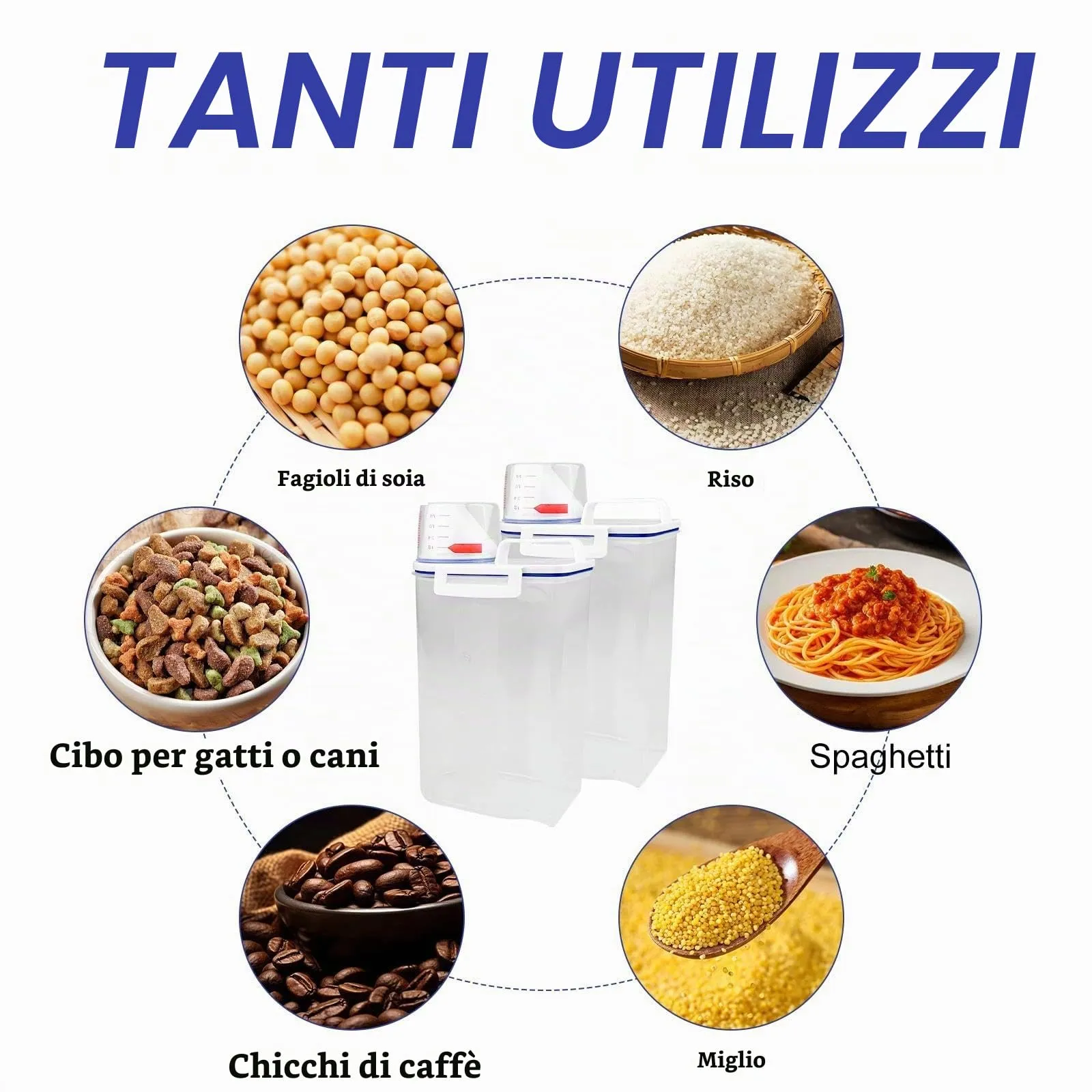 Chiluxendo 2Pcs Contenitore Ermetico Cane, Contenitori Alimentari per Cani Gatti Cibo, Porta Crocchette Gatto Con Misurino, Scatola per Conservazione Alimenti, per Cereali Cibo Secco Riso e Farina - immagine 5