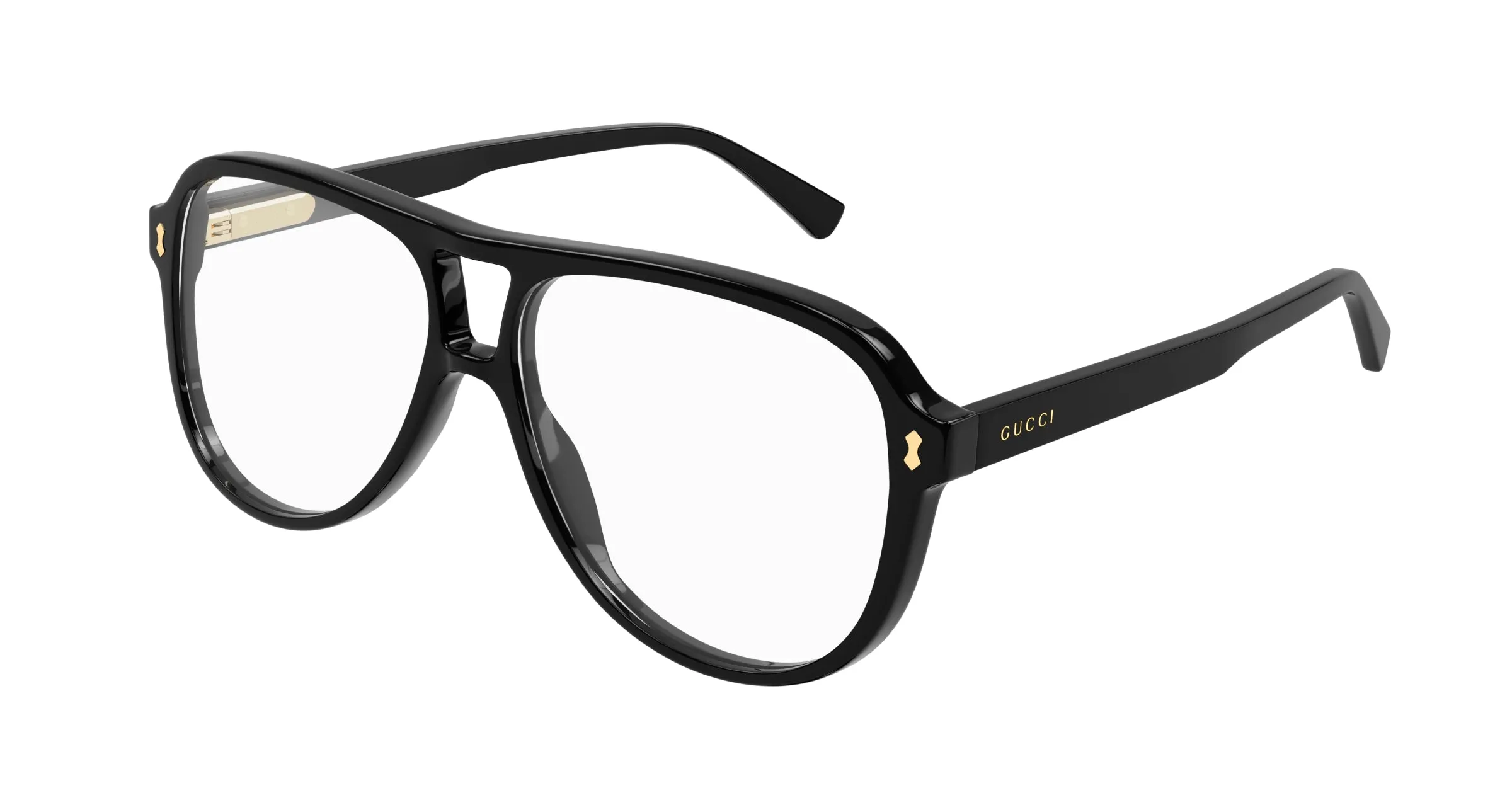 Gucci GG1044O 001 Montature da vista Acetato Nero Trasparente Pilot - immagine 1