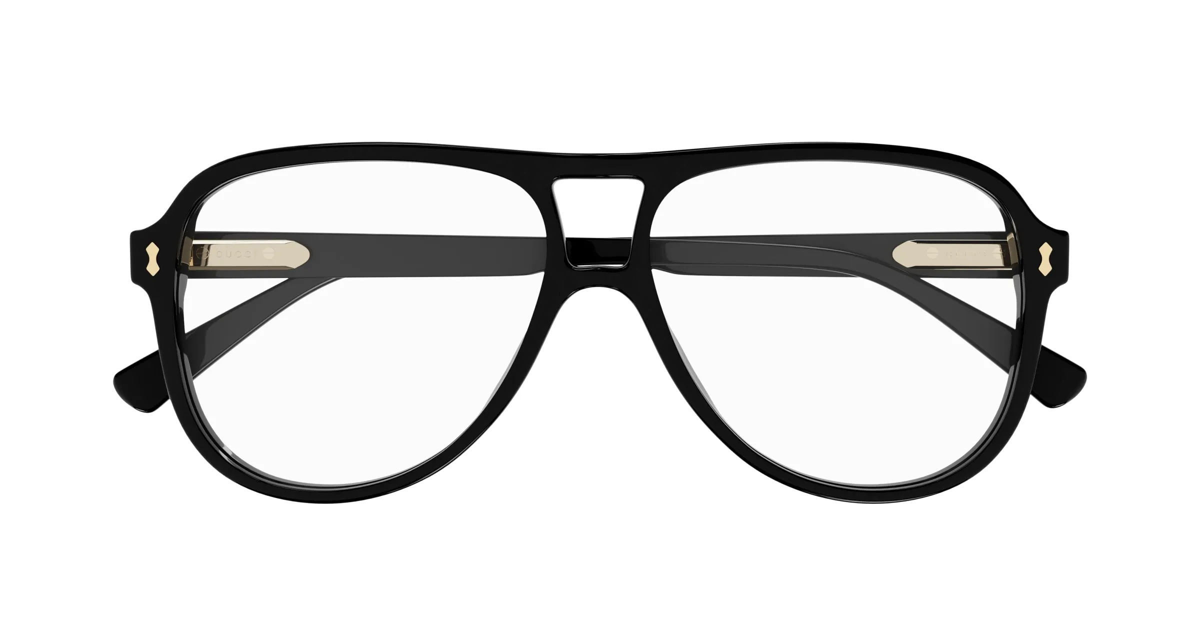 Gucci GG1044O 001 Montature da vista Acetato Nero Trasparente Pilot - immagine 2