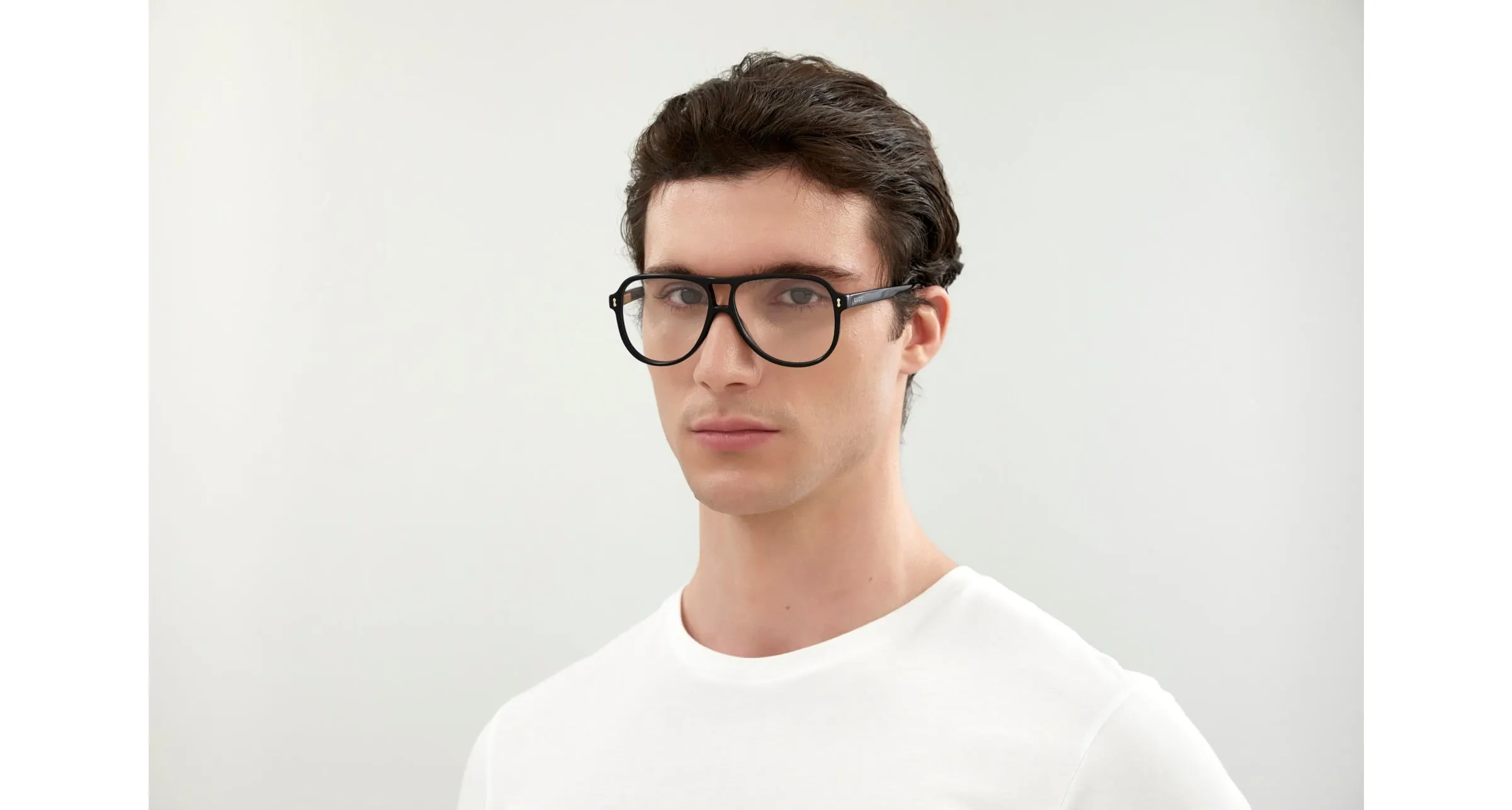 Gucci GG1044O 001 Montature da vista Acetato Nero Trasparente Pilot - immagine 3