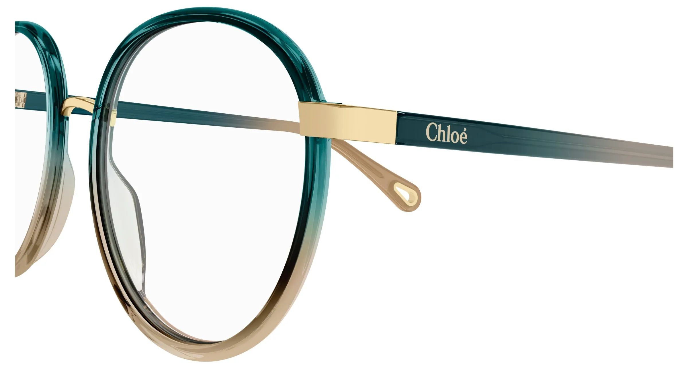 Chloé CH0033O 006 Montature da vista Iniettato Verde Trasparente Rotonda - immagine 3