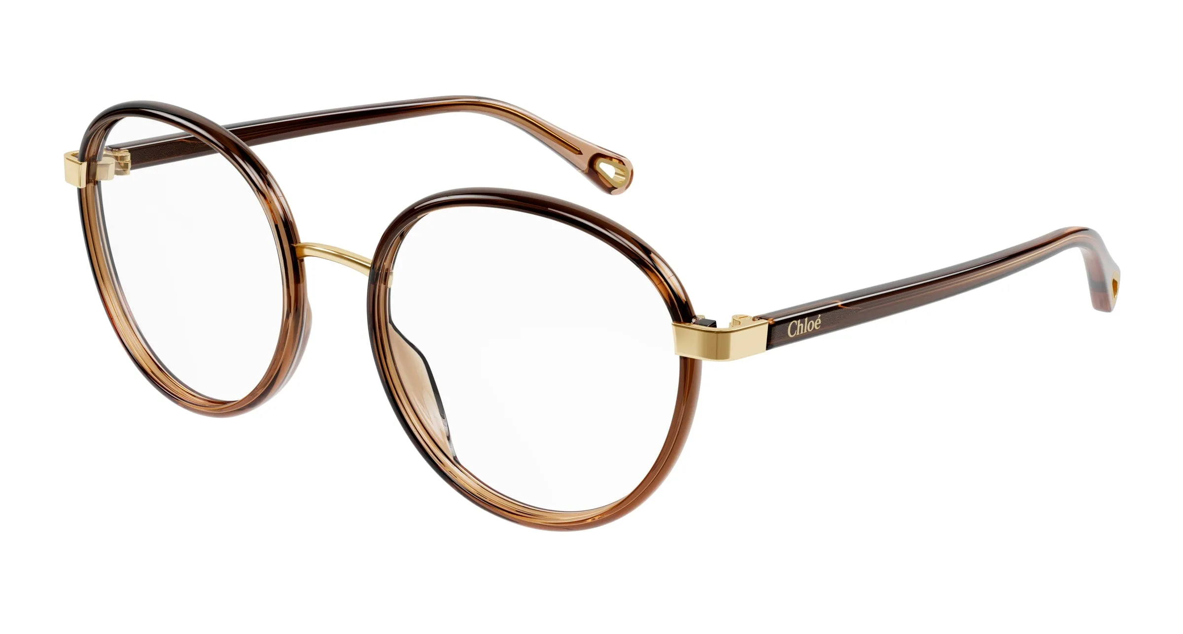 Chloé CH0033O 005 Montature da vista Iniettato Marrone Trasparente Rotonda - immagine 1