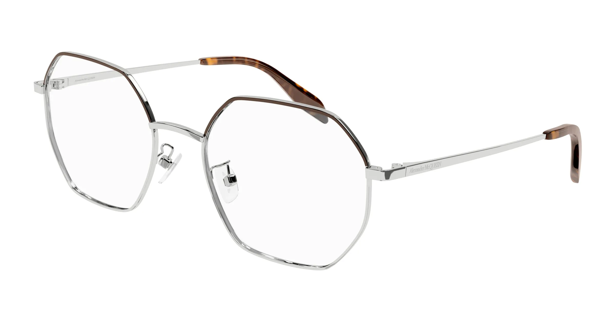 Alexander McQueen AM0338O 002 Montature da vista Metallo Argento Geometrica - immagine 1