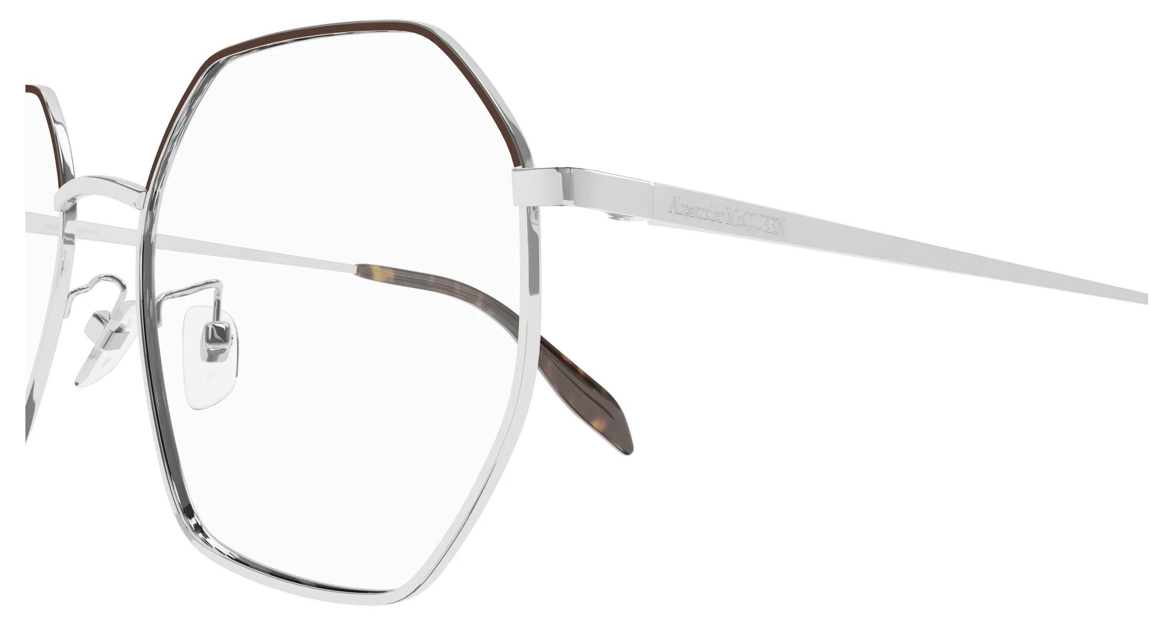 Alexander McQueen AM0338O 002 Montature da vista Metallo Argento Geometrica - immagine 3