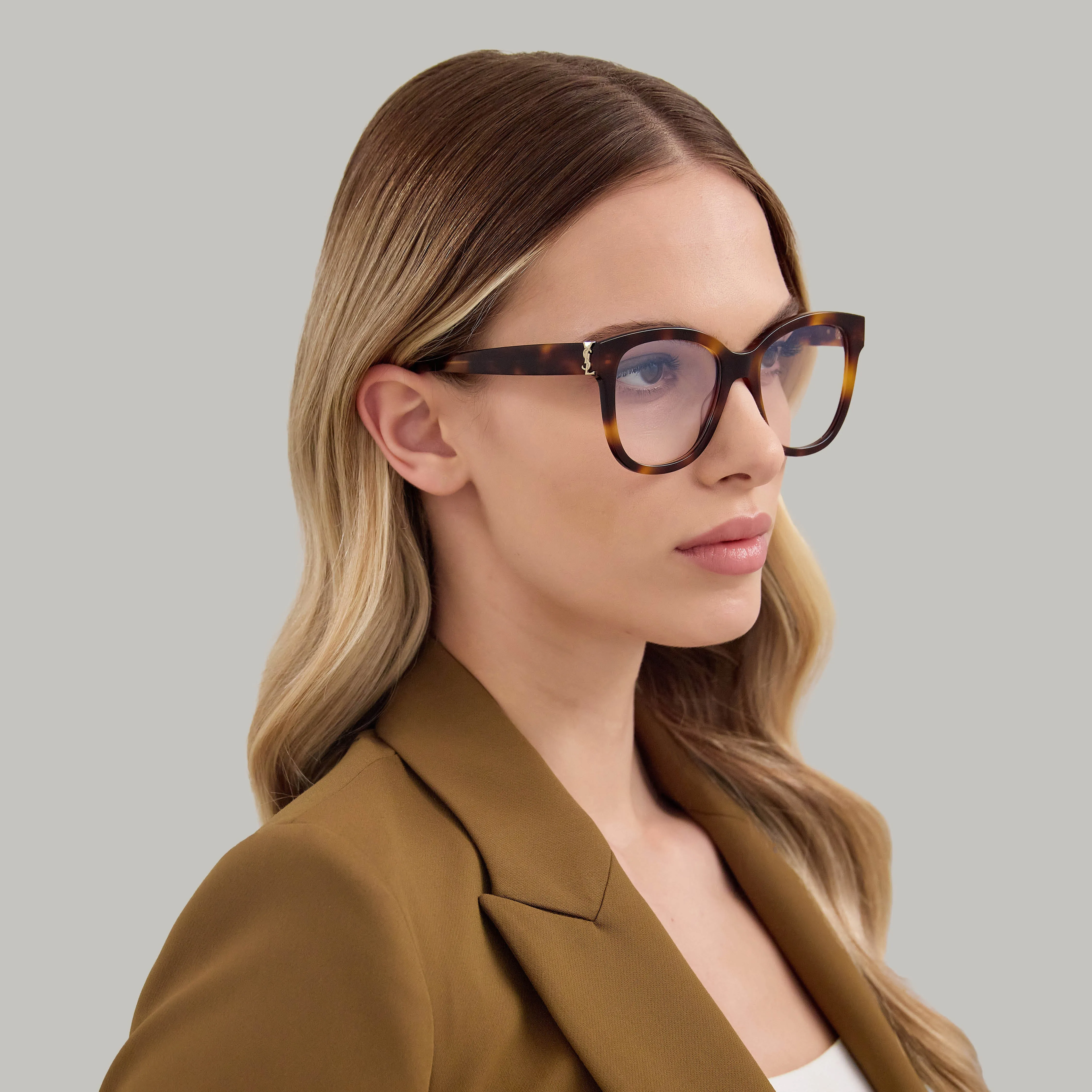 SAINT LAURENT SL M97 003 Montature da vista Acetato Havana Trasparente Squadrata ["Antiriflesso"] - immagine 4