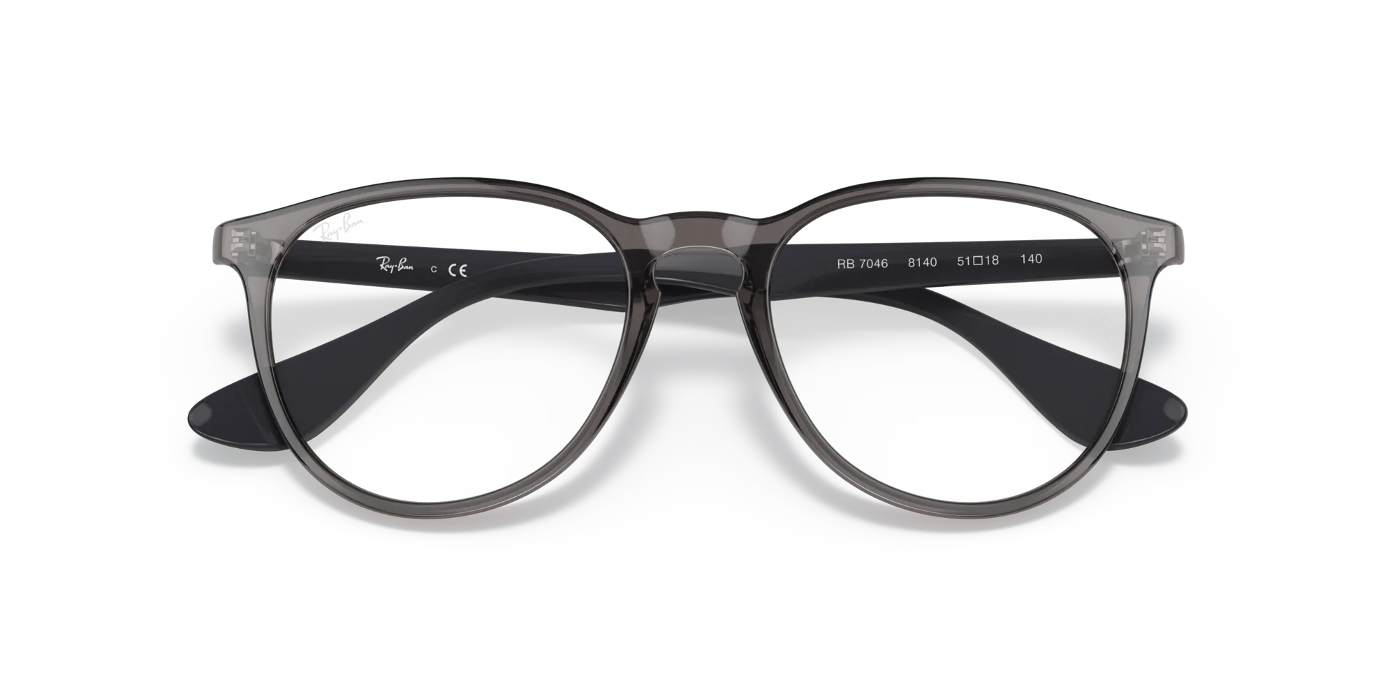 Ray - Ban RX7046 ERIKA 8140 Montature da vista Iniettato Grigio Trasparente Rotonda Normale - immagine 2