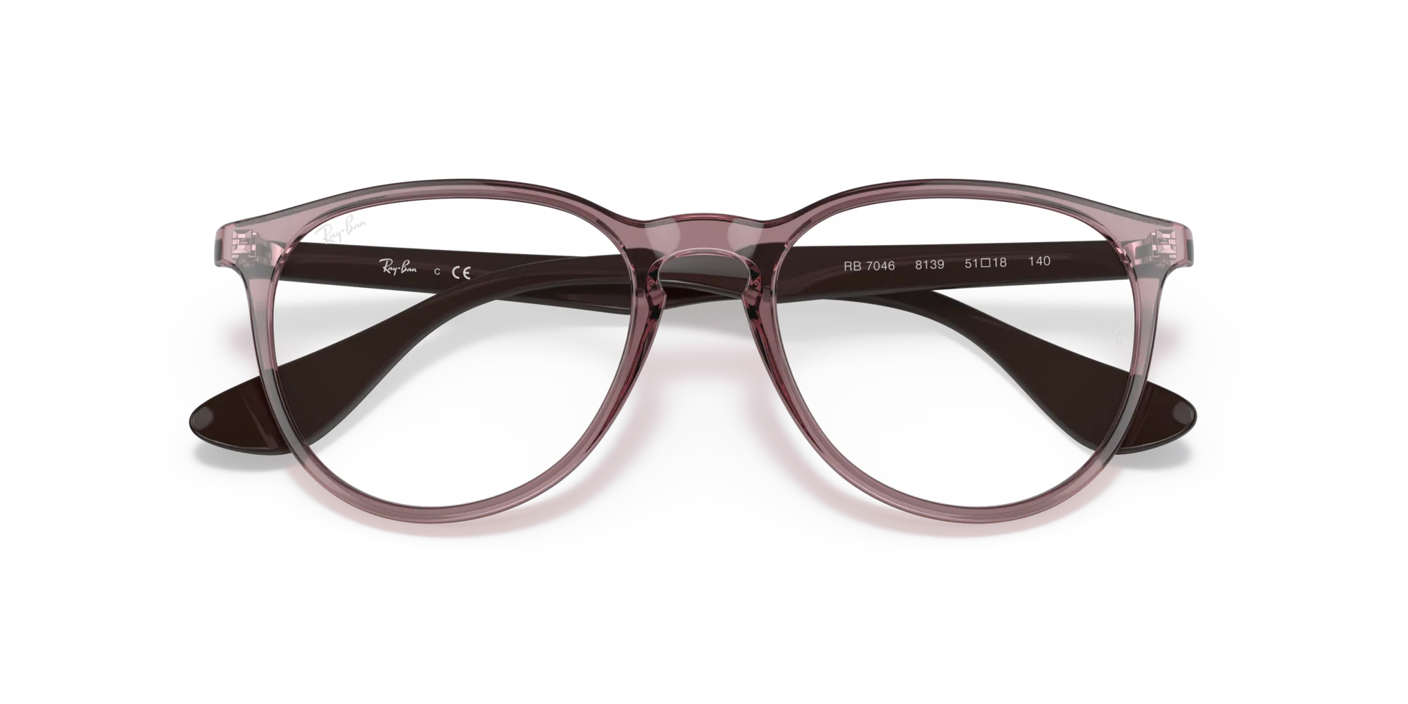 Ray - Ban RX7046 ERIKA 8139 Montature da vista Iniettato Viola Trasparente Rotonda Normale - immagine 2
