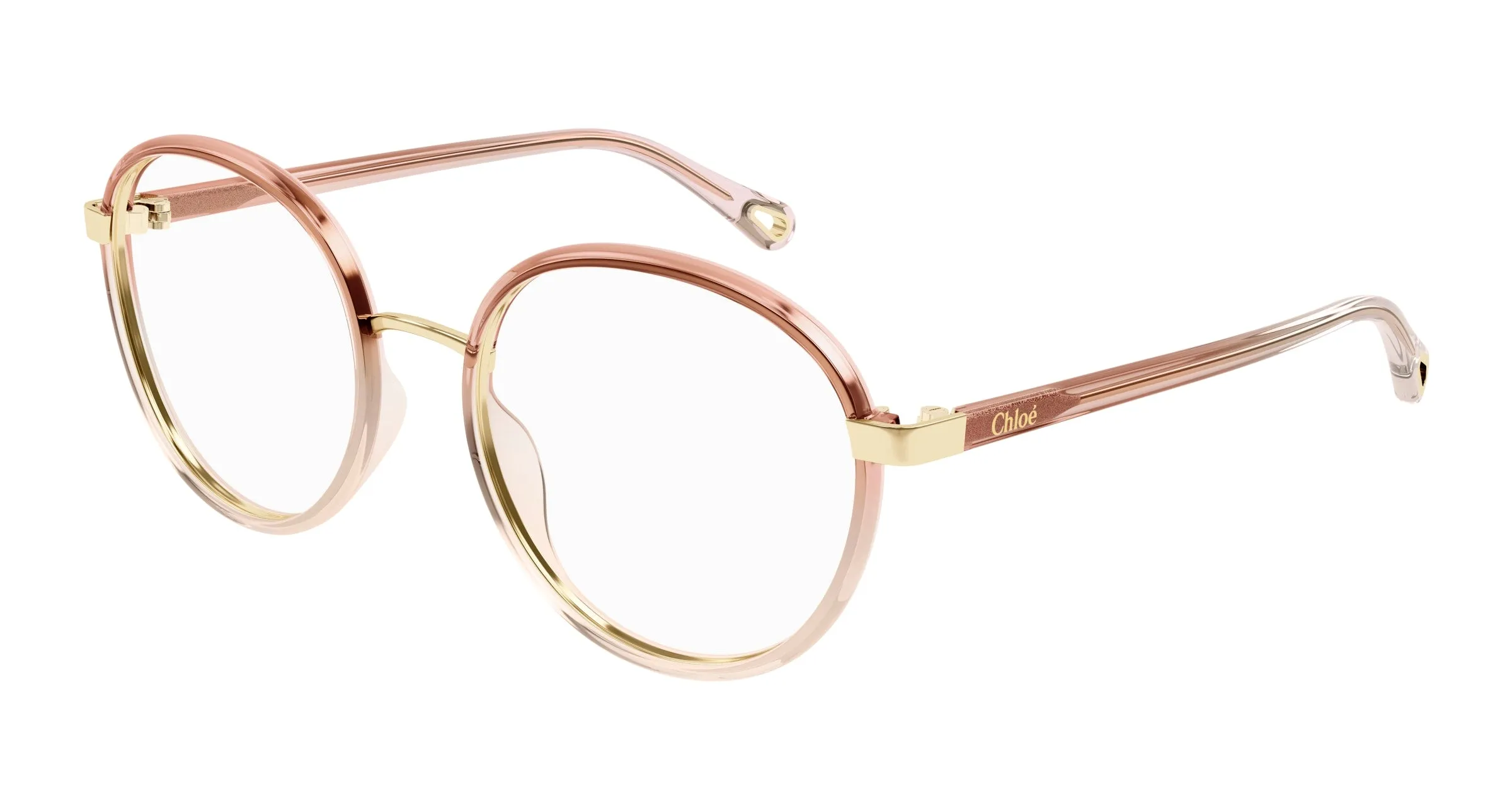 Chloé CH0033O 003 Montature da vista Iniettato Arancione Trasparente Rotonda - immagine 1