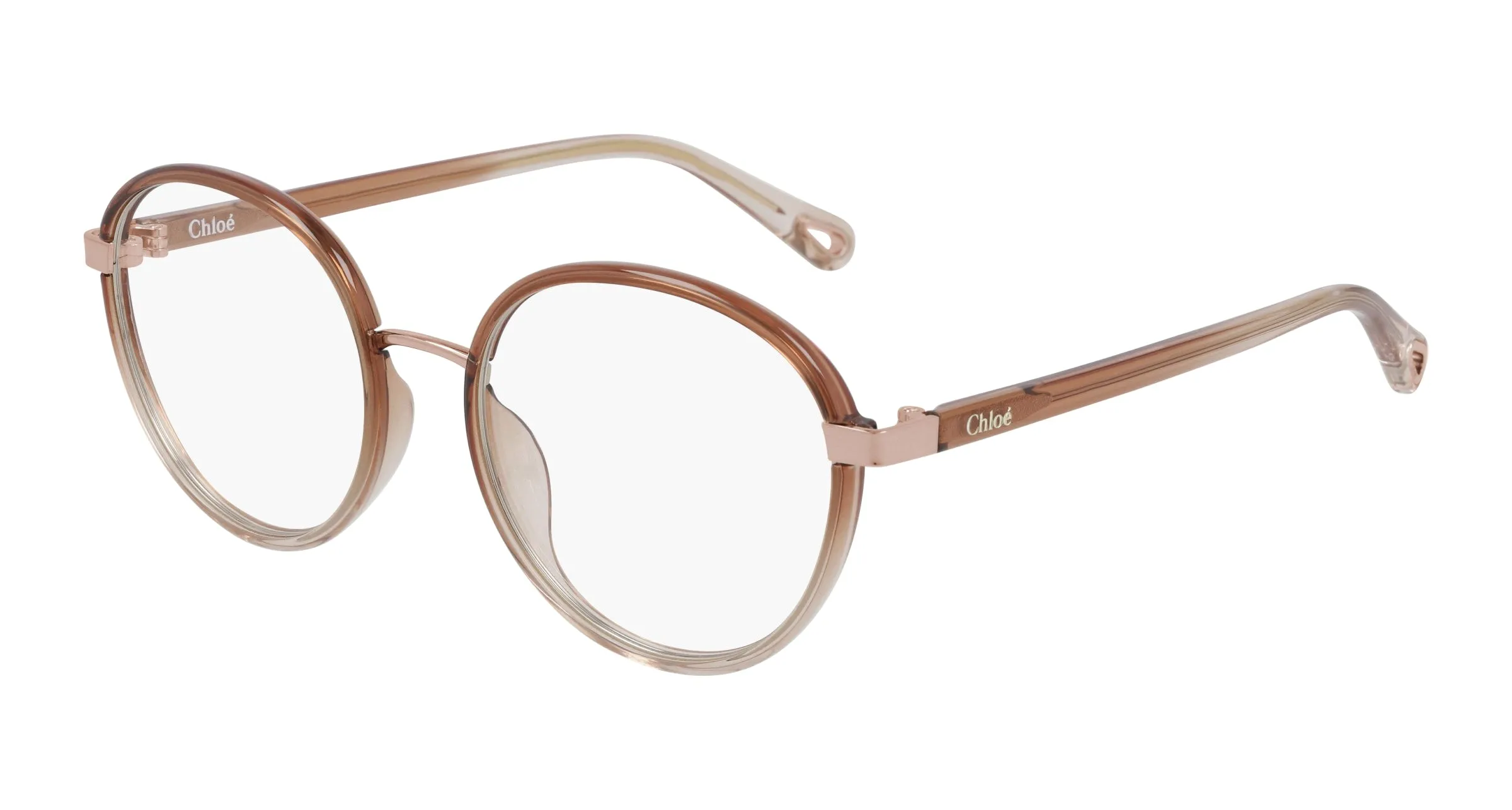 Chloé CH0033O 001 Montature da vista Iniettato Arancione Trasparente Rotonda - immagine 1