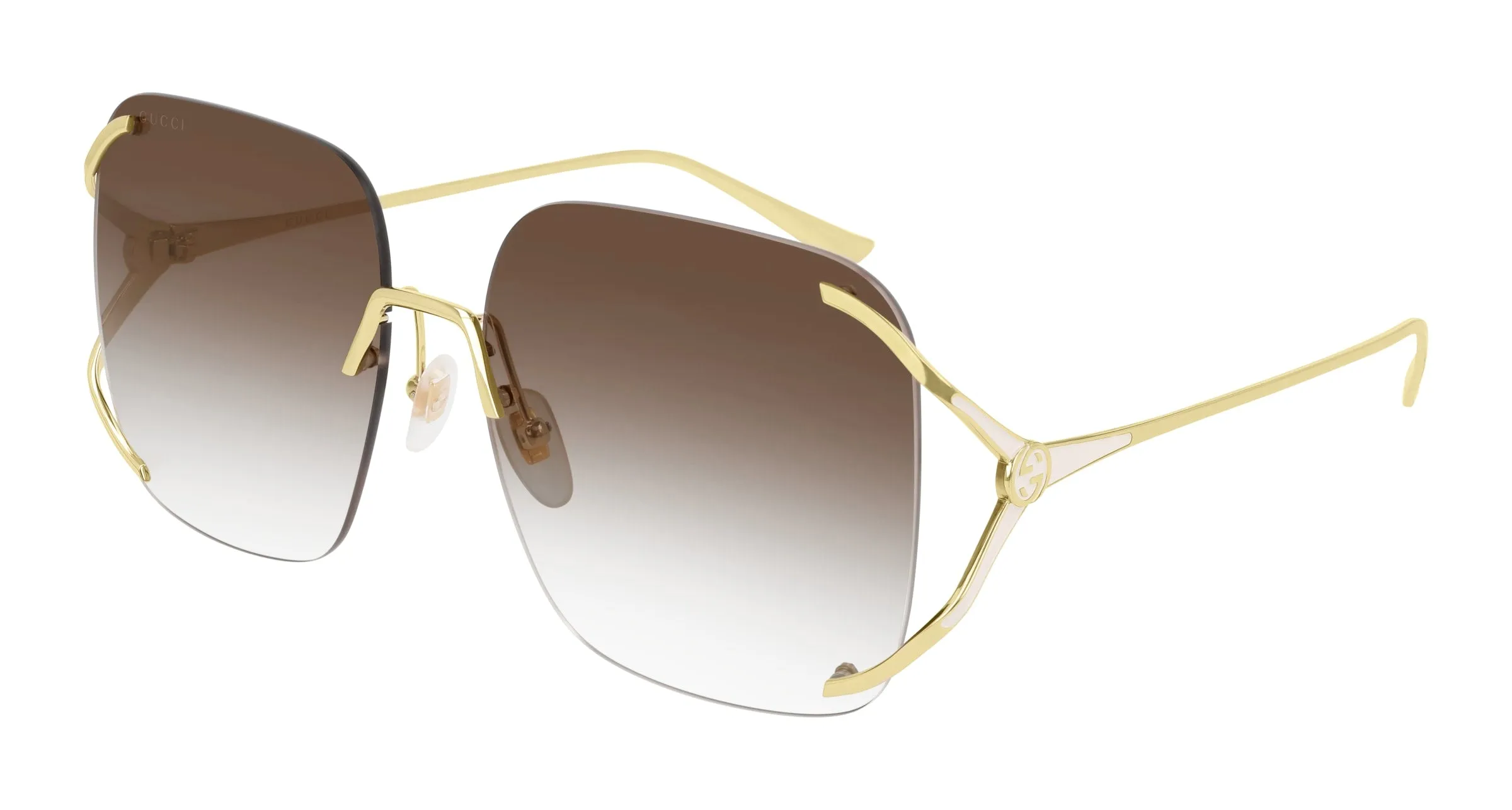 Gucci GG0646S 002 Occhiali da sole Metallo Oro Marrone Squadrata Normale Sfumato - immagine 1