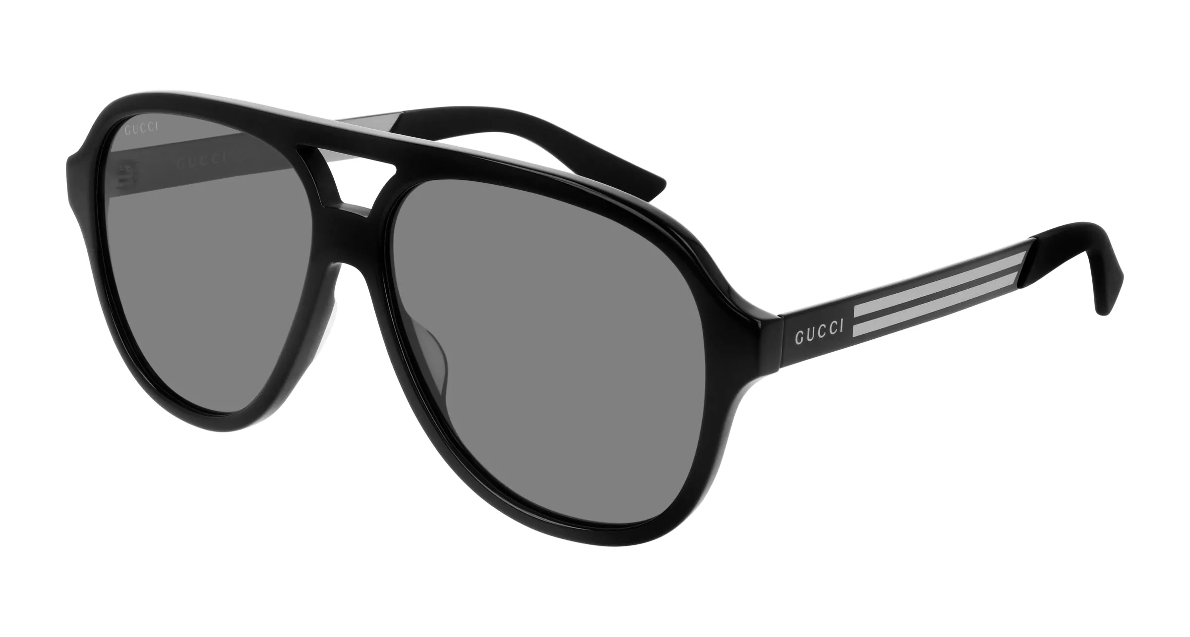 Gucci GG0688S 001 Occhiali da sole Acetato Nero Grigio Pilot - immagine 1