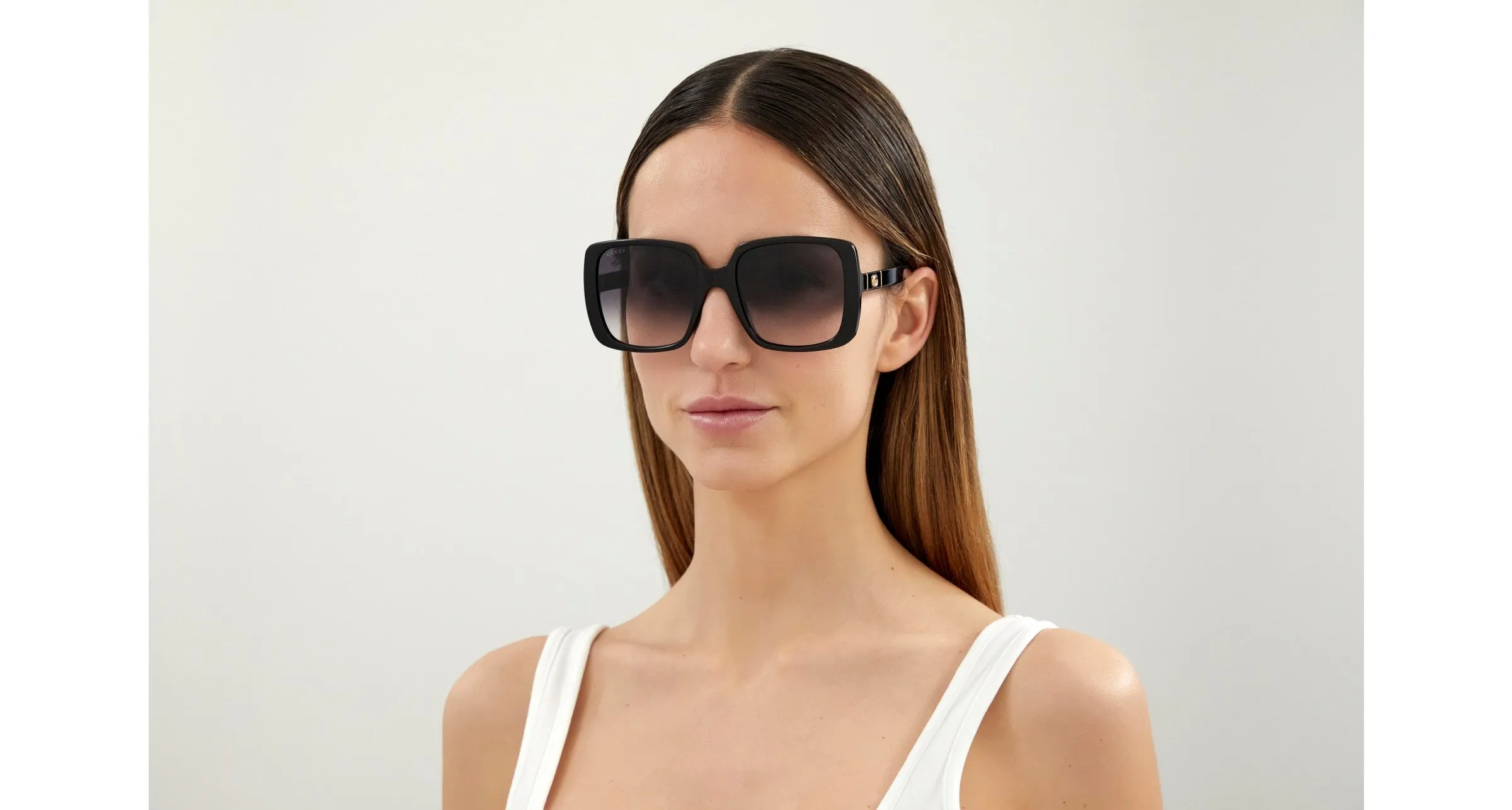 Gucci GG0632S 001 Occhiali da sole Iniettato Nero Grigio Squadrata Normale Sfumato - immagine 3