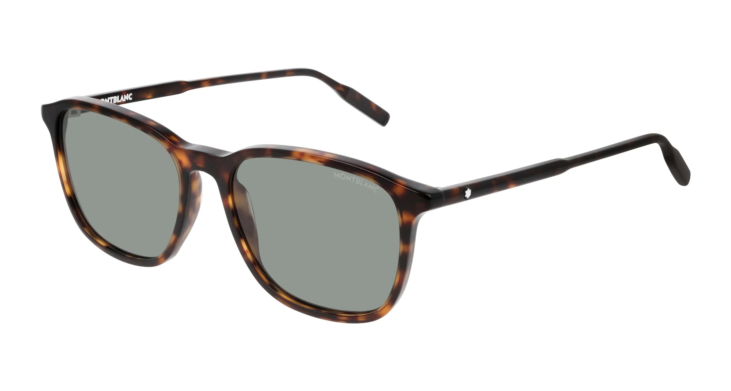 Montblanc MB0082S 002 Occhiali da sole Acetato Havana Verde Squadrata - immagine 1