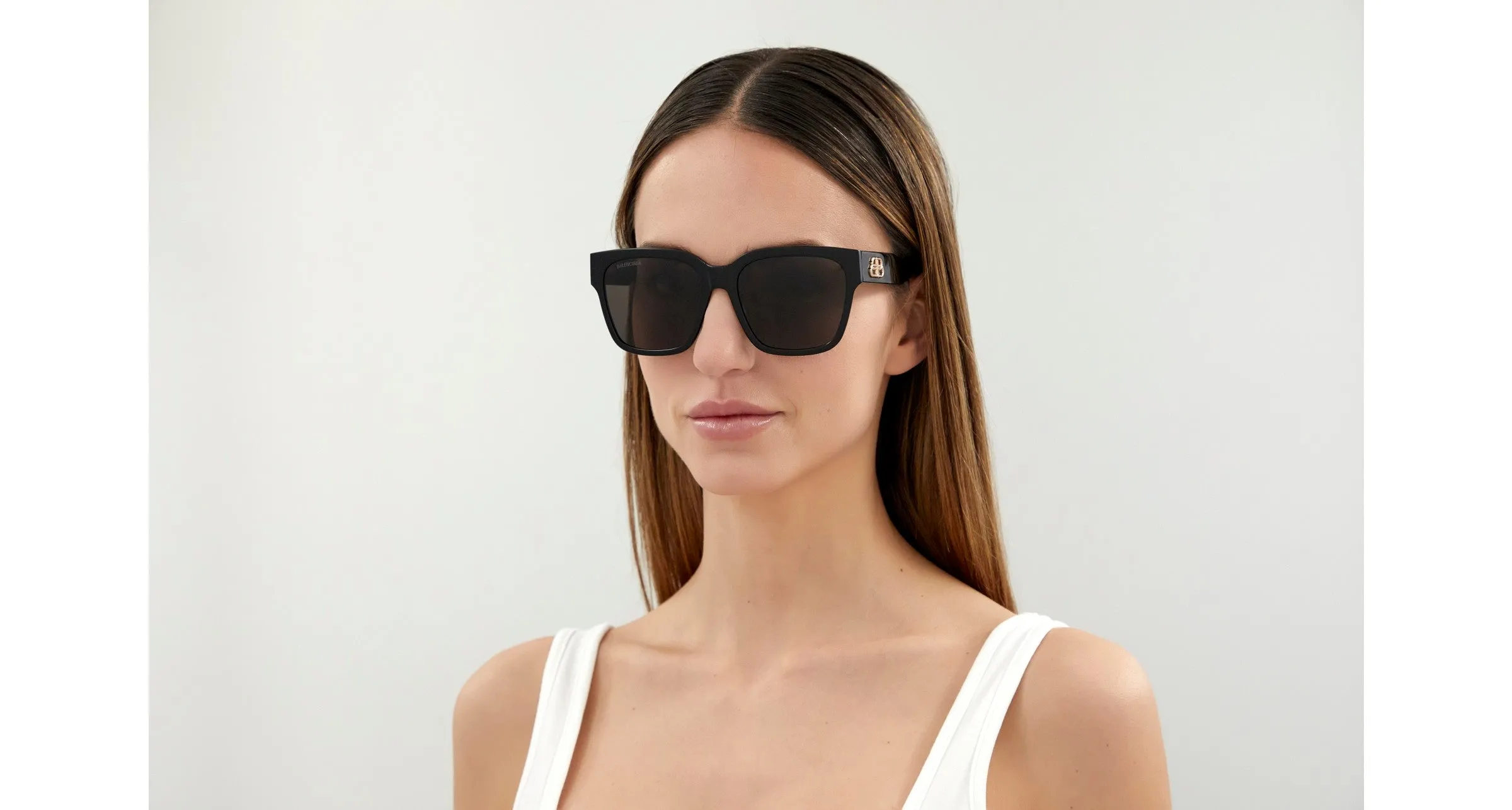 Balenciaga BB0056S 001 Occhiali da sole Acetato Nero Grigio Squadrata - immagine 2