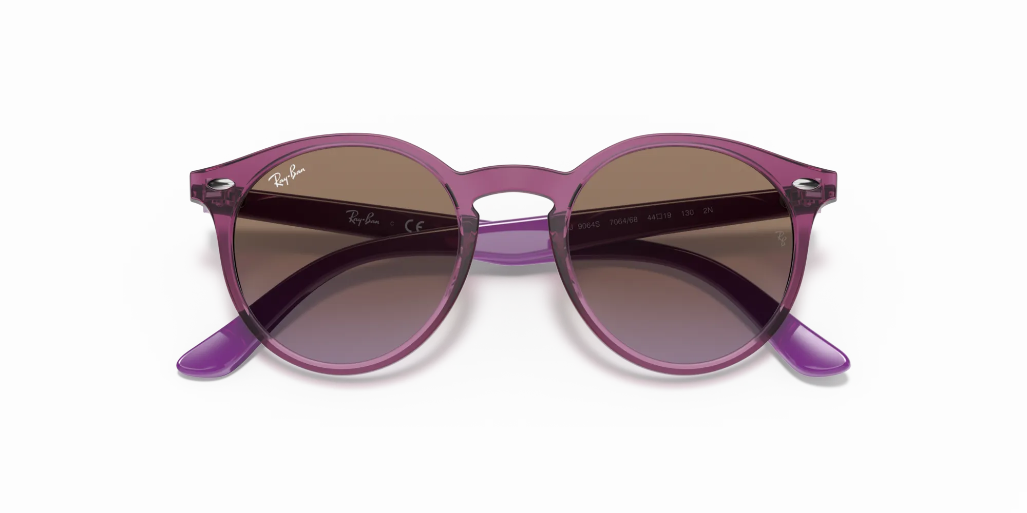 Ray - Ban RJ9064S 706468 Occhiali da sole bambino Iniettato Rosa Marrone Pantos Normale Sfumato - immagine 2