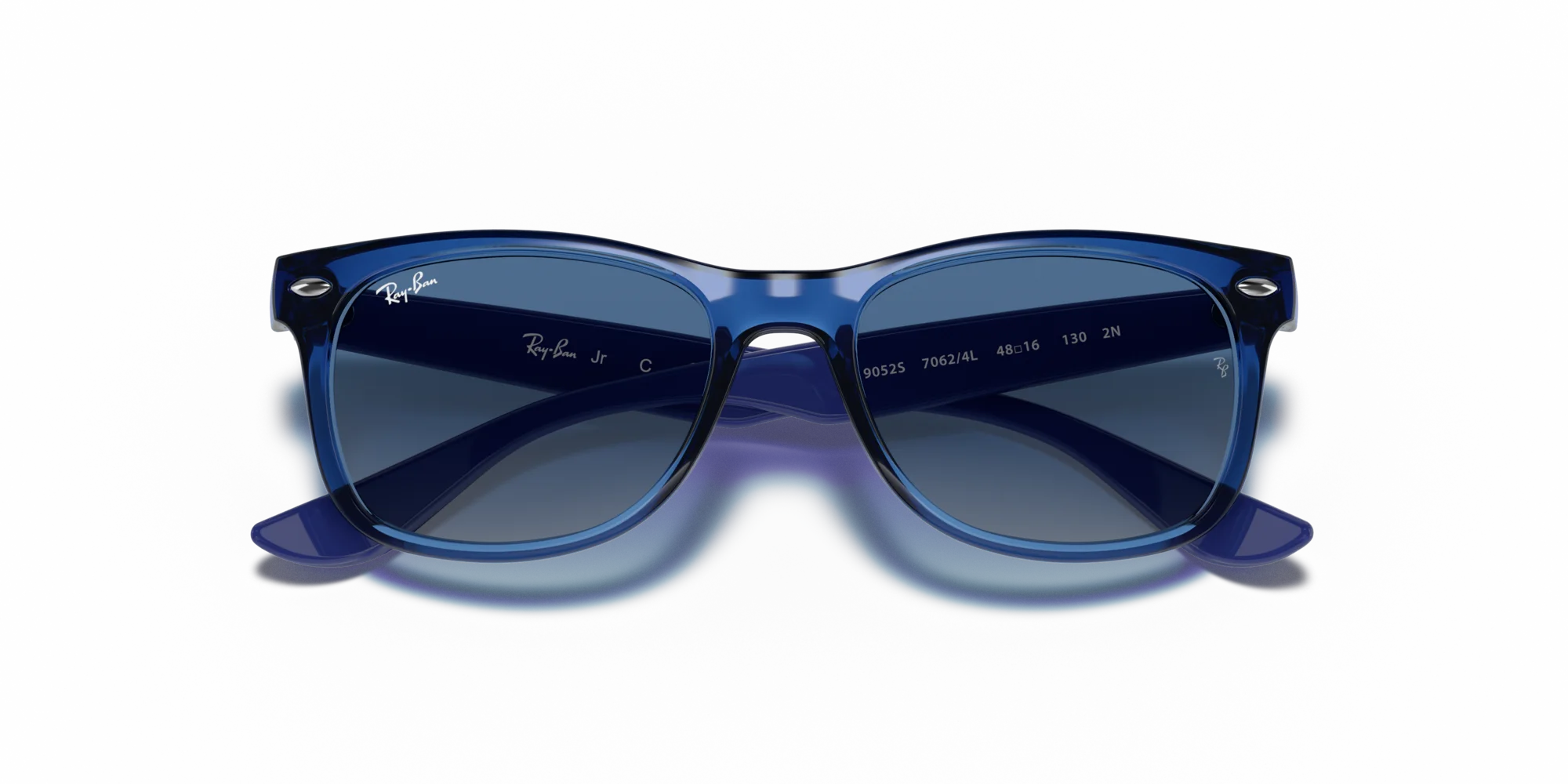 Ray - Ban RJ9052S JUNIOR NEW WAYFARER 70624L Occhiali da sole bambino Nylon Blu Grigio Squadrata Normale Sfumato - immagine 2