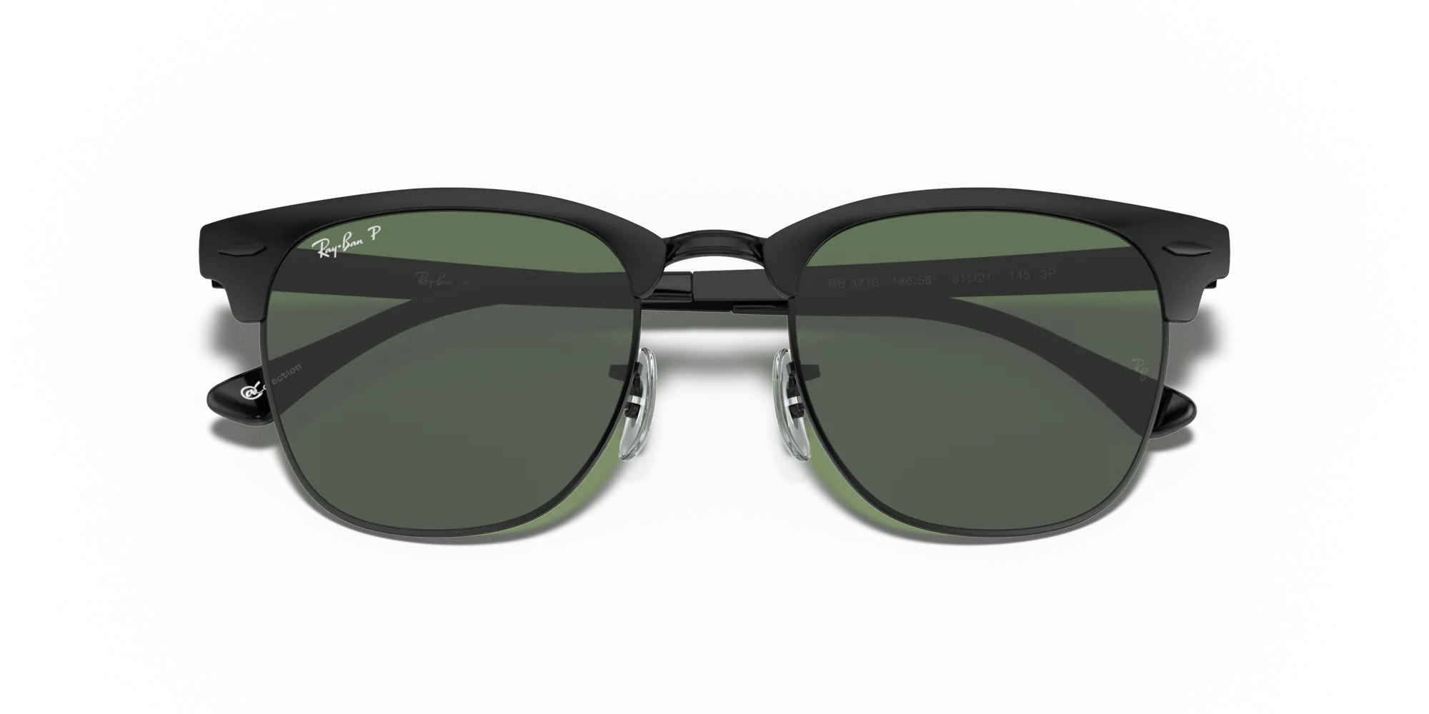 Ray - Ban RB3716 CLUBMASTER METAL 186/58 Occhiali da sole Metallo Nero G15 Squadrata Polarizzata - immagine 2