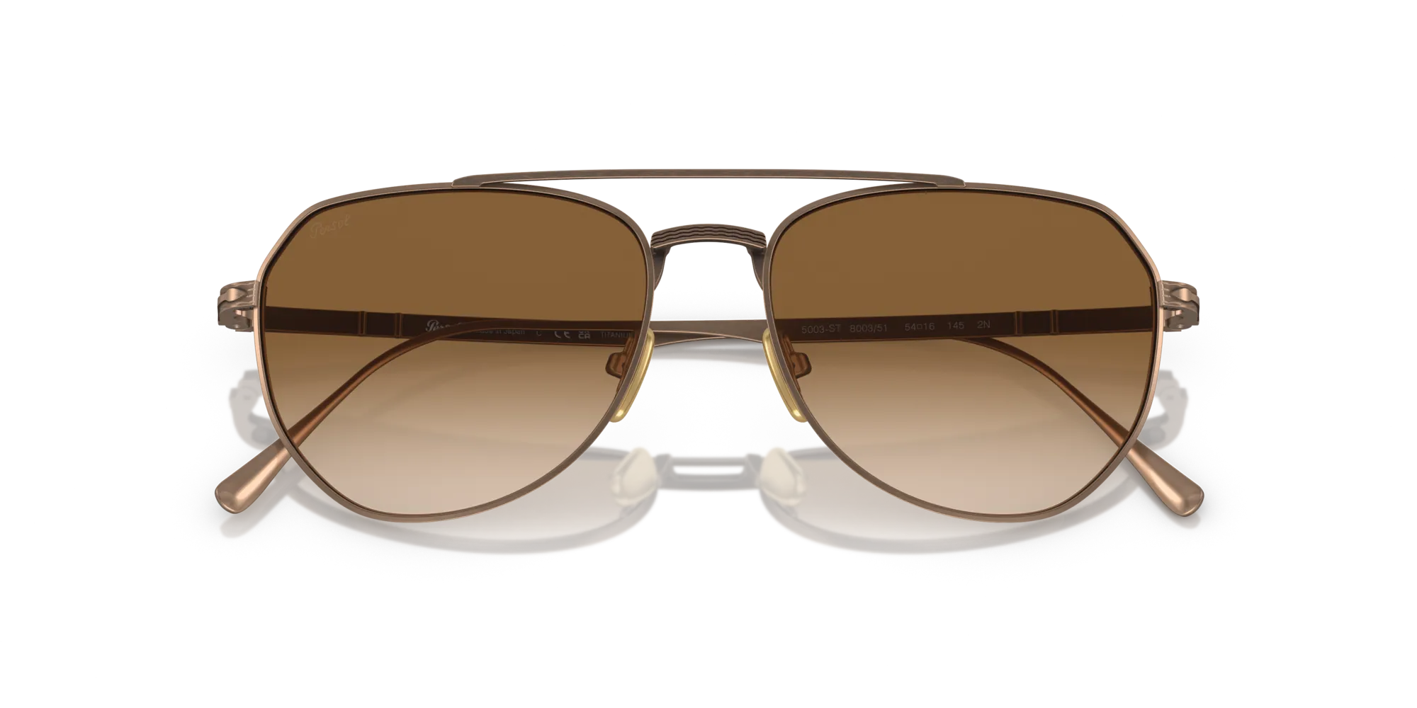 Persol PO5003ST 800351 Occhiali da sole Titanio Marrone Marrone Pantos Normale Sfumato - immagine 2