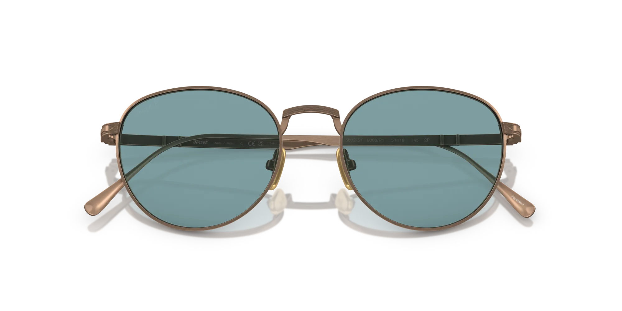 Persol PO5002ST 8003P1 Occhiali da sole Titanio Marrone Blu Pantos Polarizzata - immagine 2
